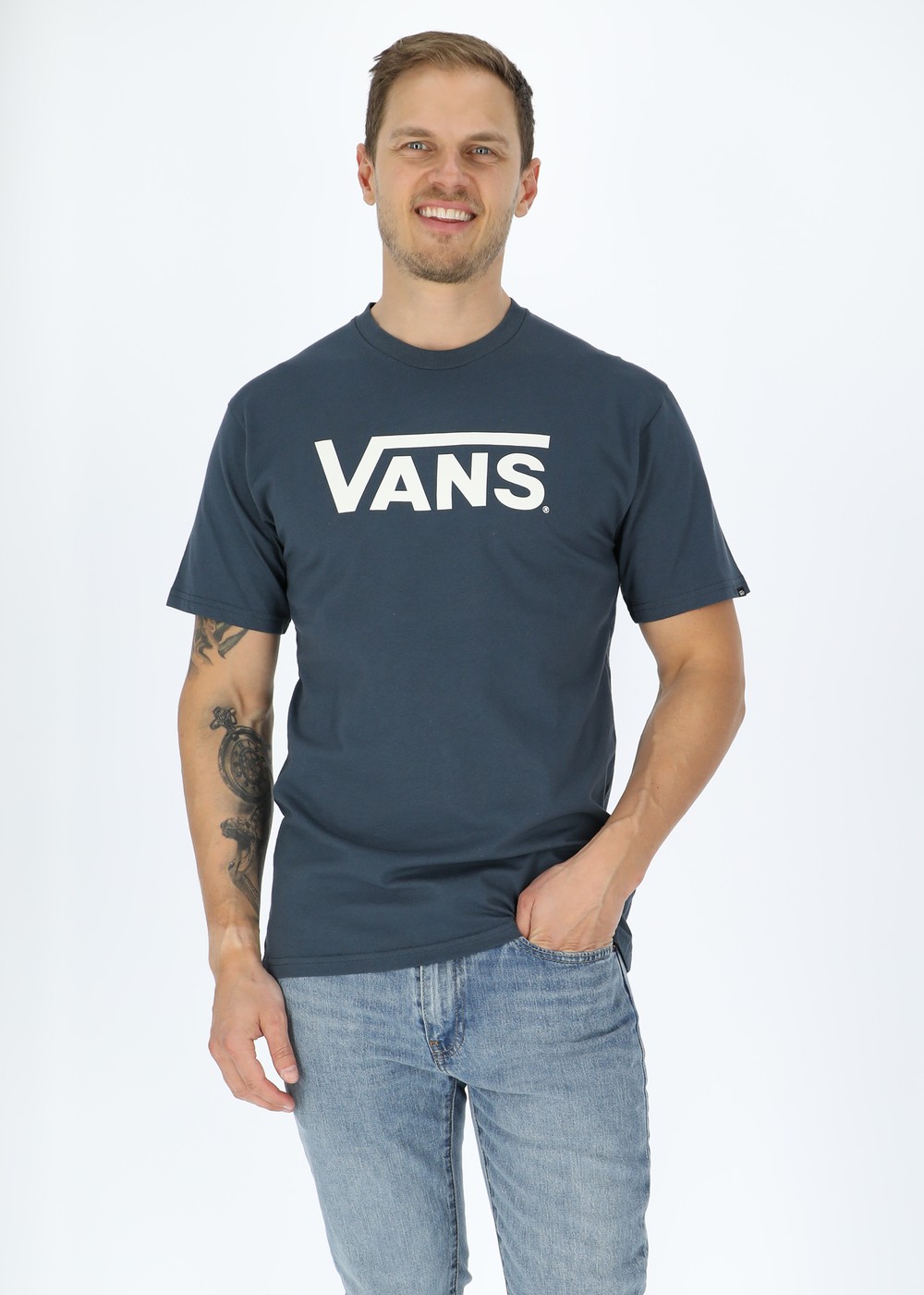 Classic Vans Tee-B, Indigo/Marshmallow, L, T-Shirts | Herr - Kläder - T-shirts | Padelspecialisterna