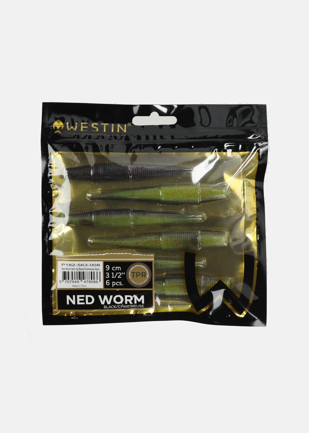 Ned Worm, Black/Chartreuse, 9, Jiggar | Sport & aktivitet - Fiske - Fiskedrag - Jiggar | Padelspecialisterna