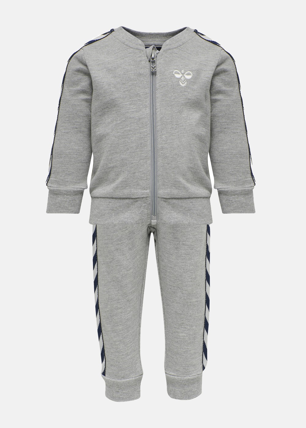 Hmlbille Tracksuit, Grey Melange, 98, Träningskläder | Junior - Aktivitet - Träningskläder | Padelspecialisterna