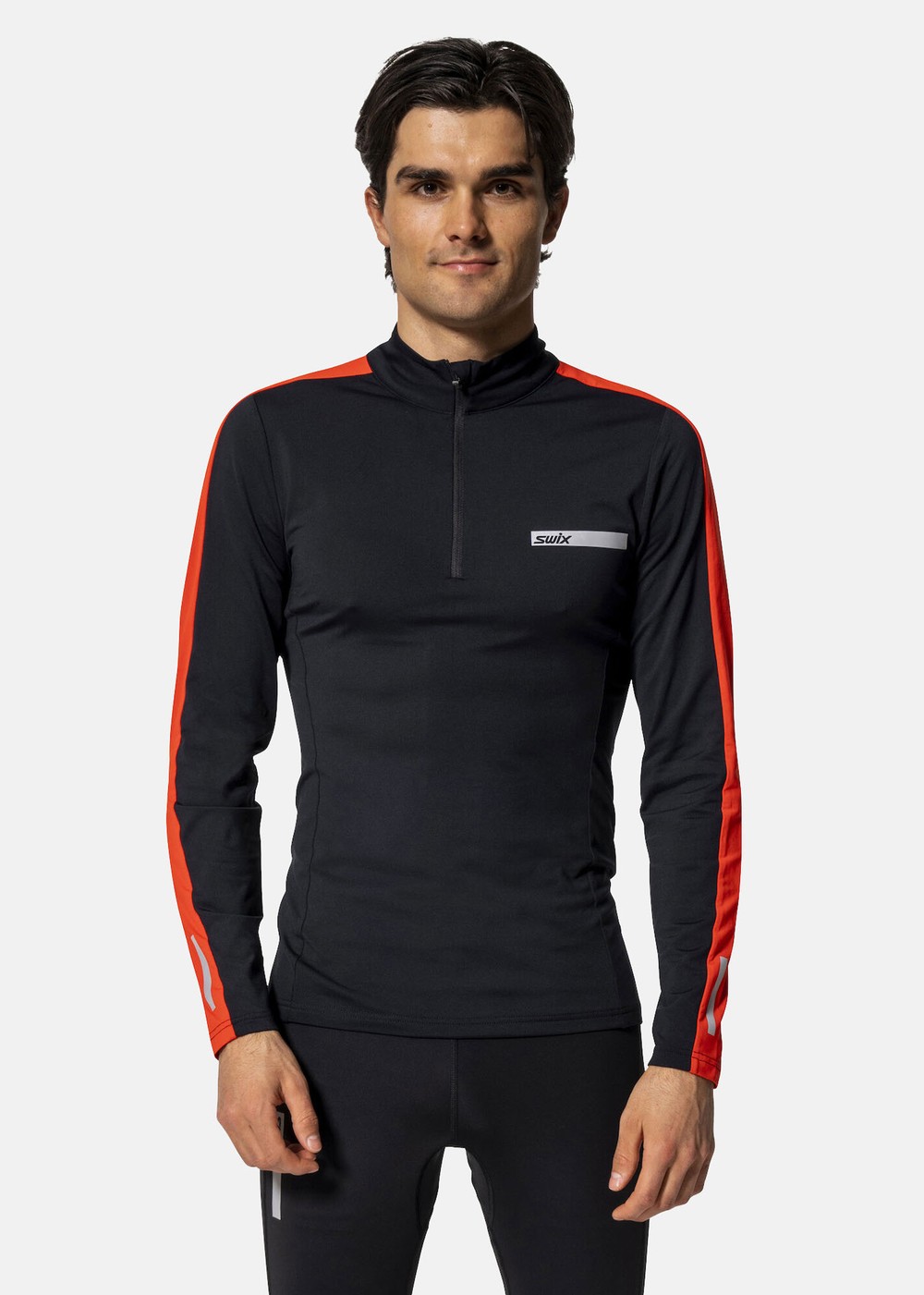 Roadline Nts Half Zip Baselaye, Black/Fiery Red, M, Löpar T-Shirts | Herr - Aktivitet - Löparkläder - Löpar t-shirts | Padelspecialisterna