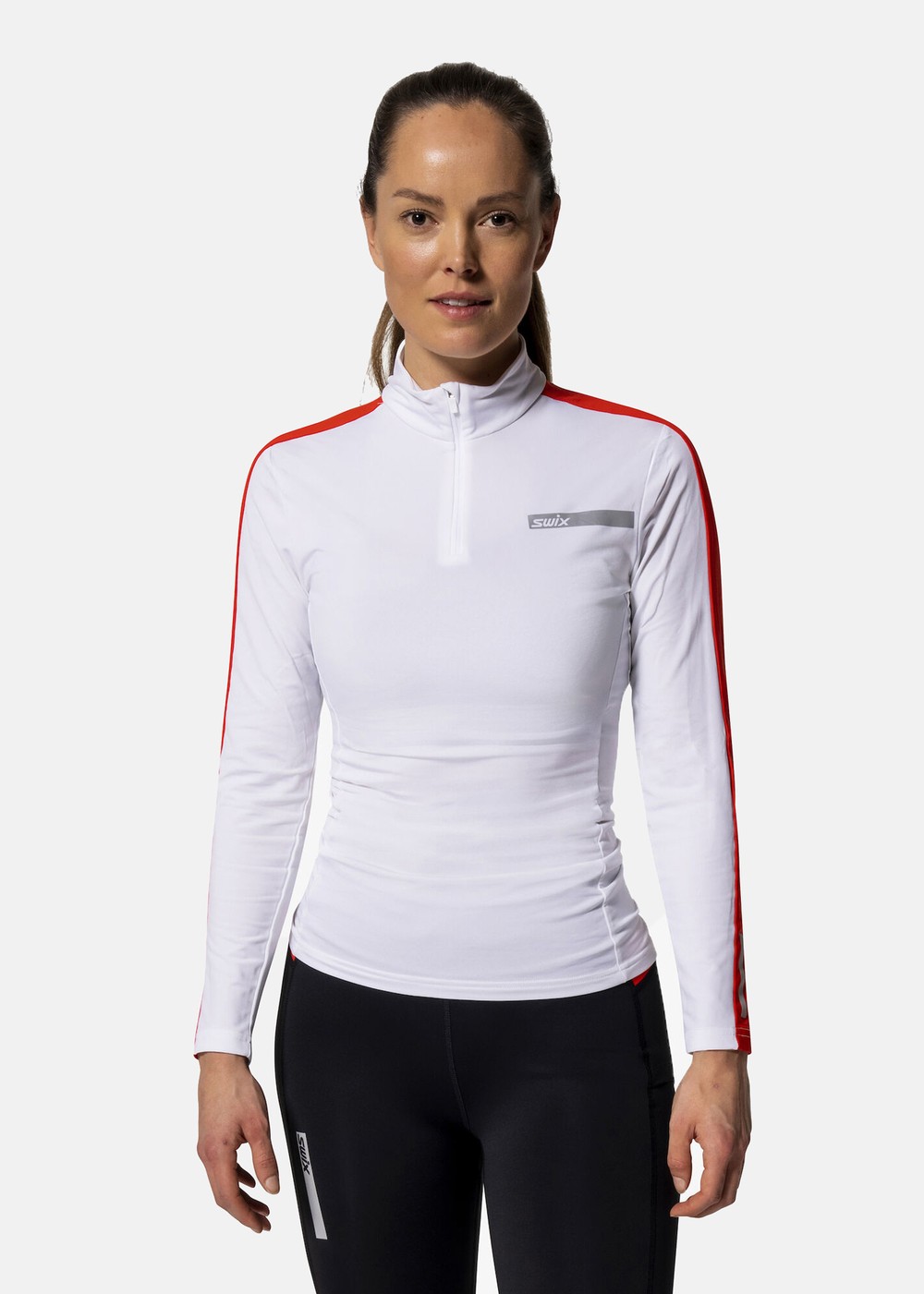 Roadline Nts Half Zip Baselaye, Bright White/Fiery Red, L, Träningströjor | Dam - Kläder - Tröjor - Träningströjor | Padelspecialisterna