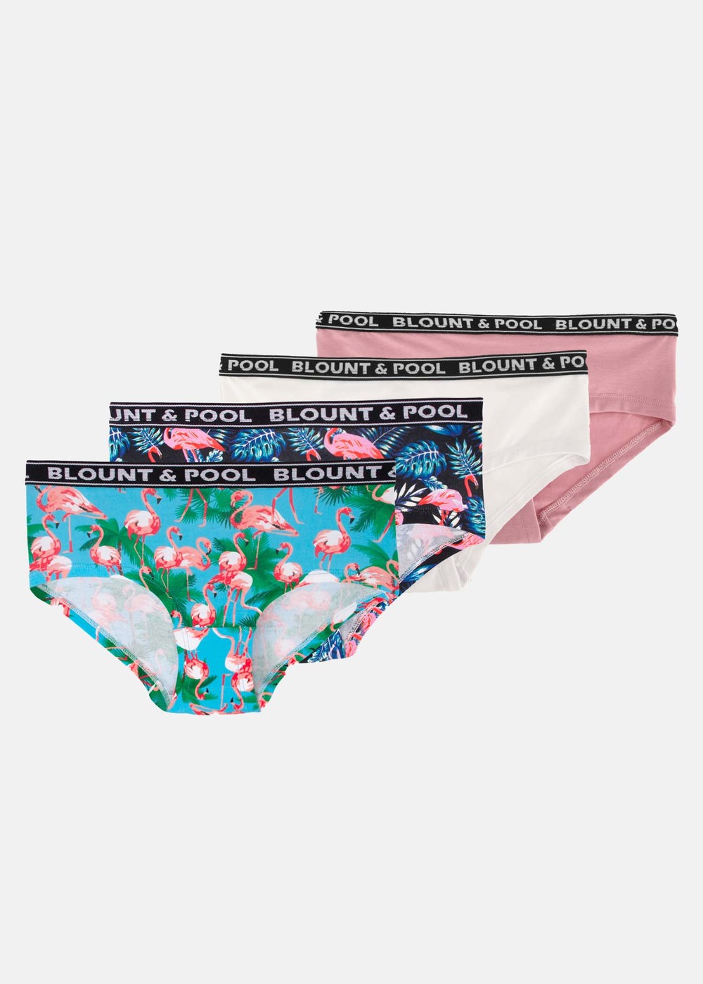 Tropical Hipster 4-Pack Jr, Flamingo Leaf/Dusty Rose/Turqu, 146-152, Underkläder | Junior - Kläder - Underkläder | Padelspecialisterna