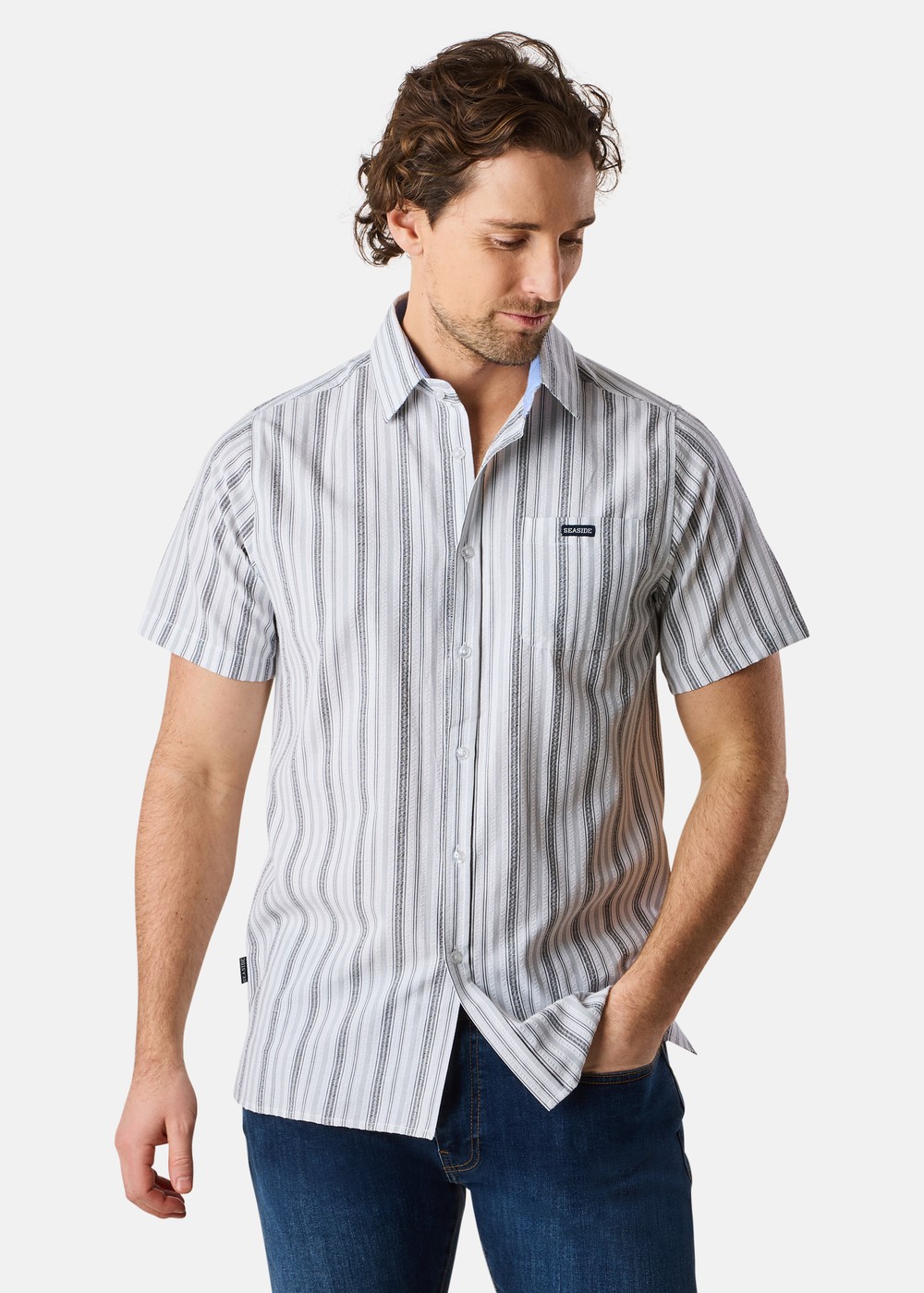Coos Bay Shirt, White Stripe, S, Kortärmade Skjortor | Herr - Kläder - Skjortor - Kortärmade skjortor | Padelspecialisterna