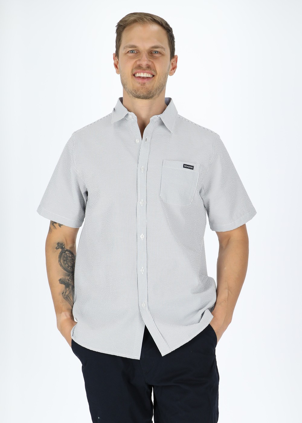 Coos Bay Shirt, Blue Stripe, M, Kortärmade Skjortor | Herr - Kläder - Skjortor - Kortärmade skjortor | Padelspecialisterna