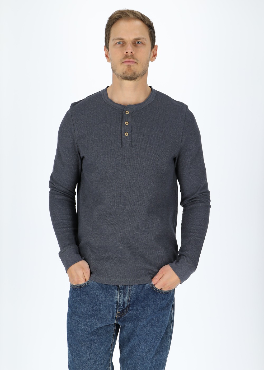Henley Shirt, Navy, L, Sweatshirts | Herr - Kläder - Tröjor - Sweatshirts | Padelspecialisterna