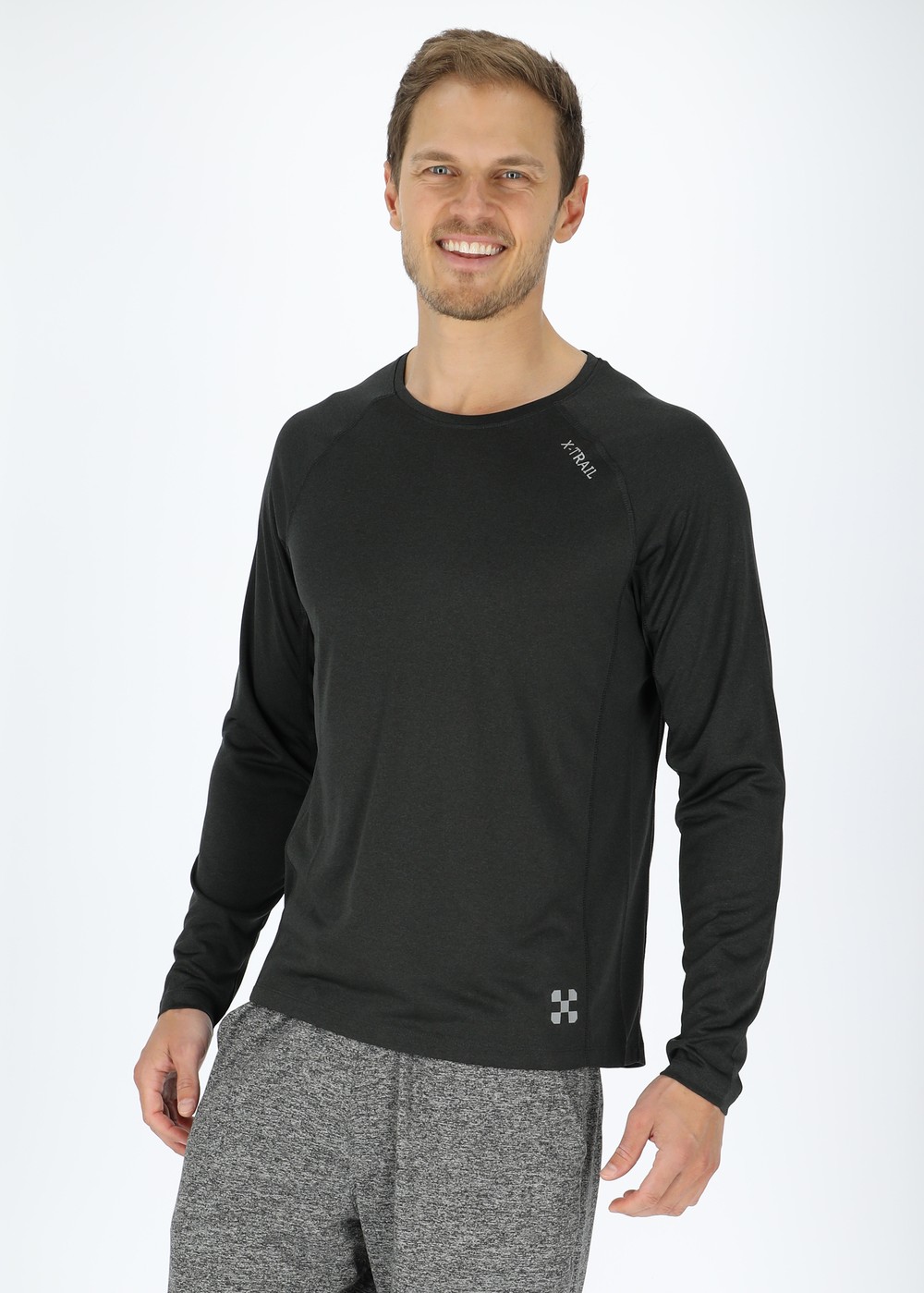 Training L/S Tee Ii, Black Melange, Xl, Tränings-T-Shirts | Herr - Aktivitet - Träningskläder - Tränings-t-shirts | Padelspecialisterna