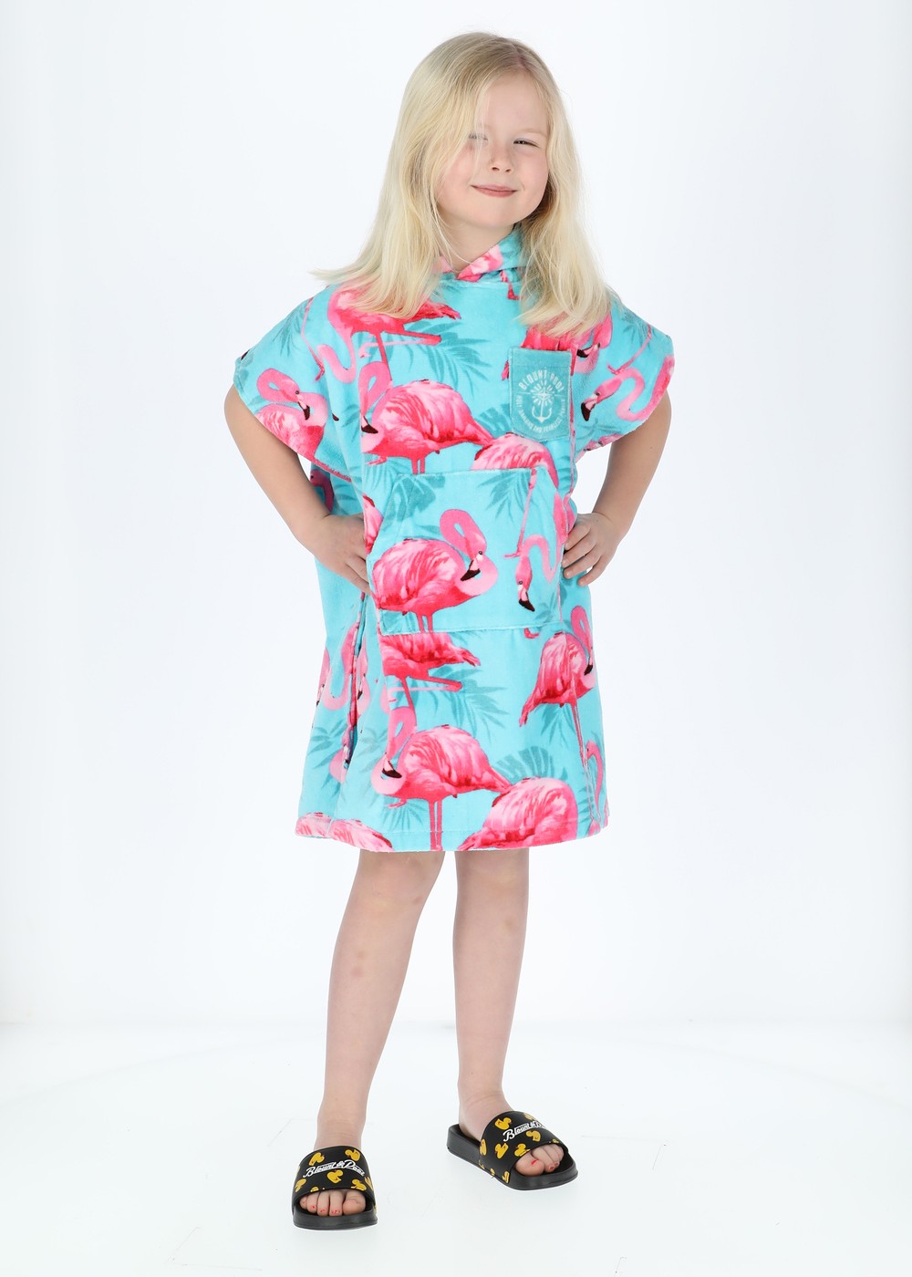 Tropical Beach Poncho Kids, Turquoise Flamingo, Onesize, Badkläder | Junior - Kläder - Badkläder | Padelspecialisterna