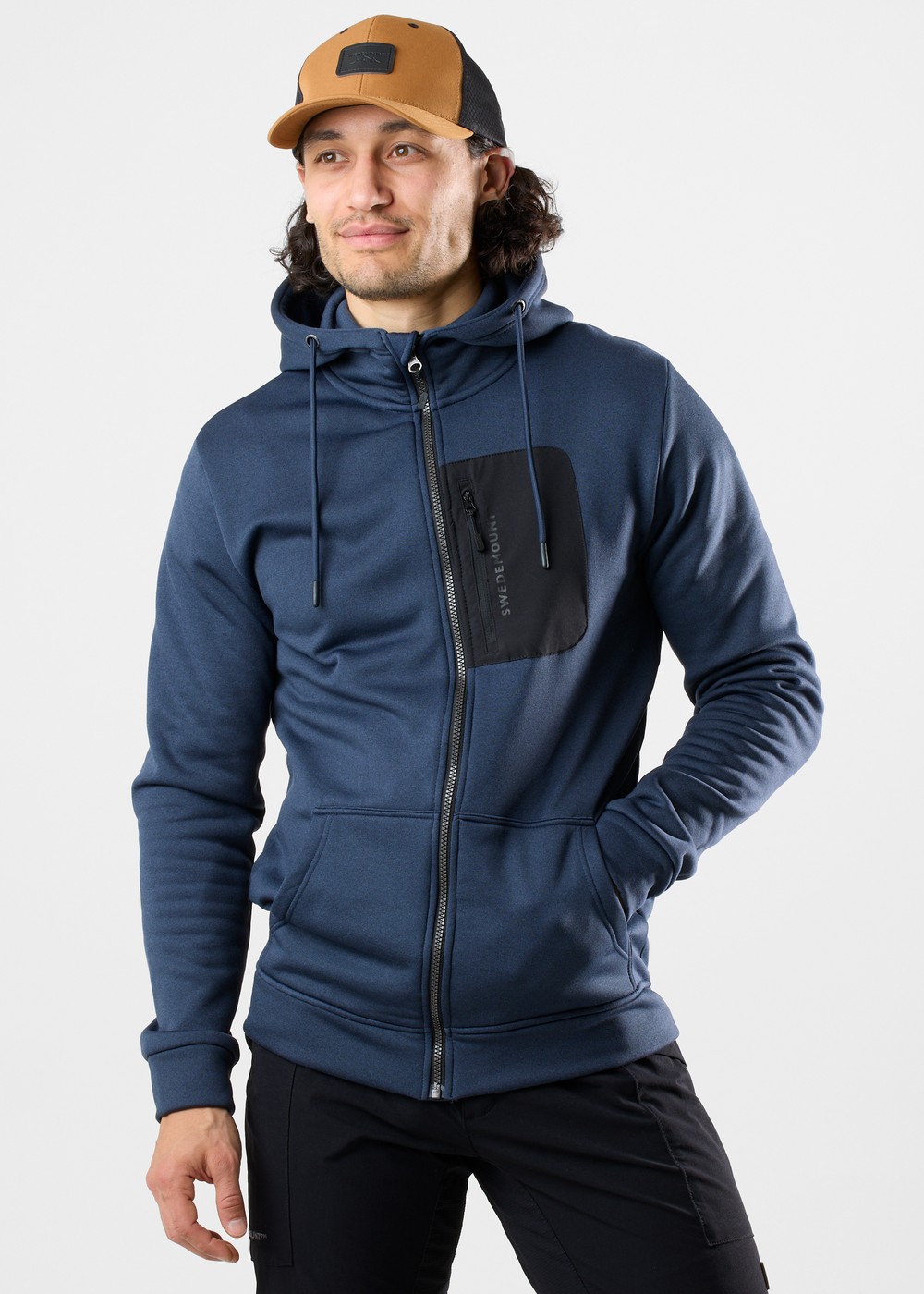 Trondheim Stretch Full Zip Hood, Dk. Navy Melange, Xl, Hoodies | Herr - Kläder - Tröjor - Hoodies | Padelspecialisterna