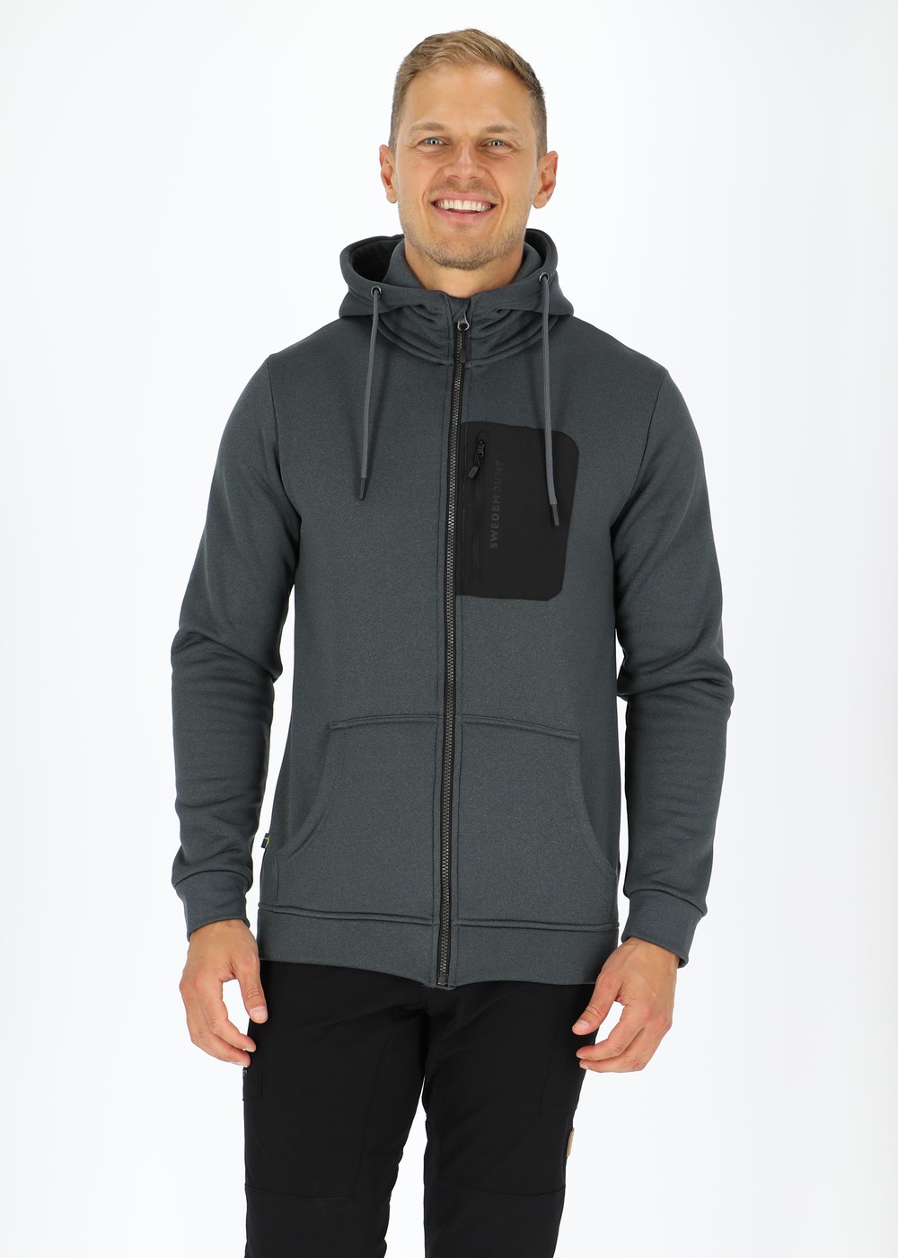 Trondheim Stretch Full Zip Hood, Black Melange, Xl, Hoodies | Herr - Kläder - Tröjor - Hoodies | Padelspecialisterna