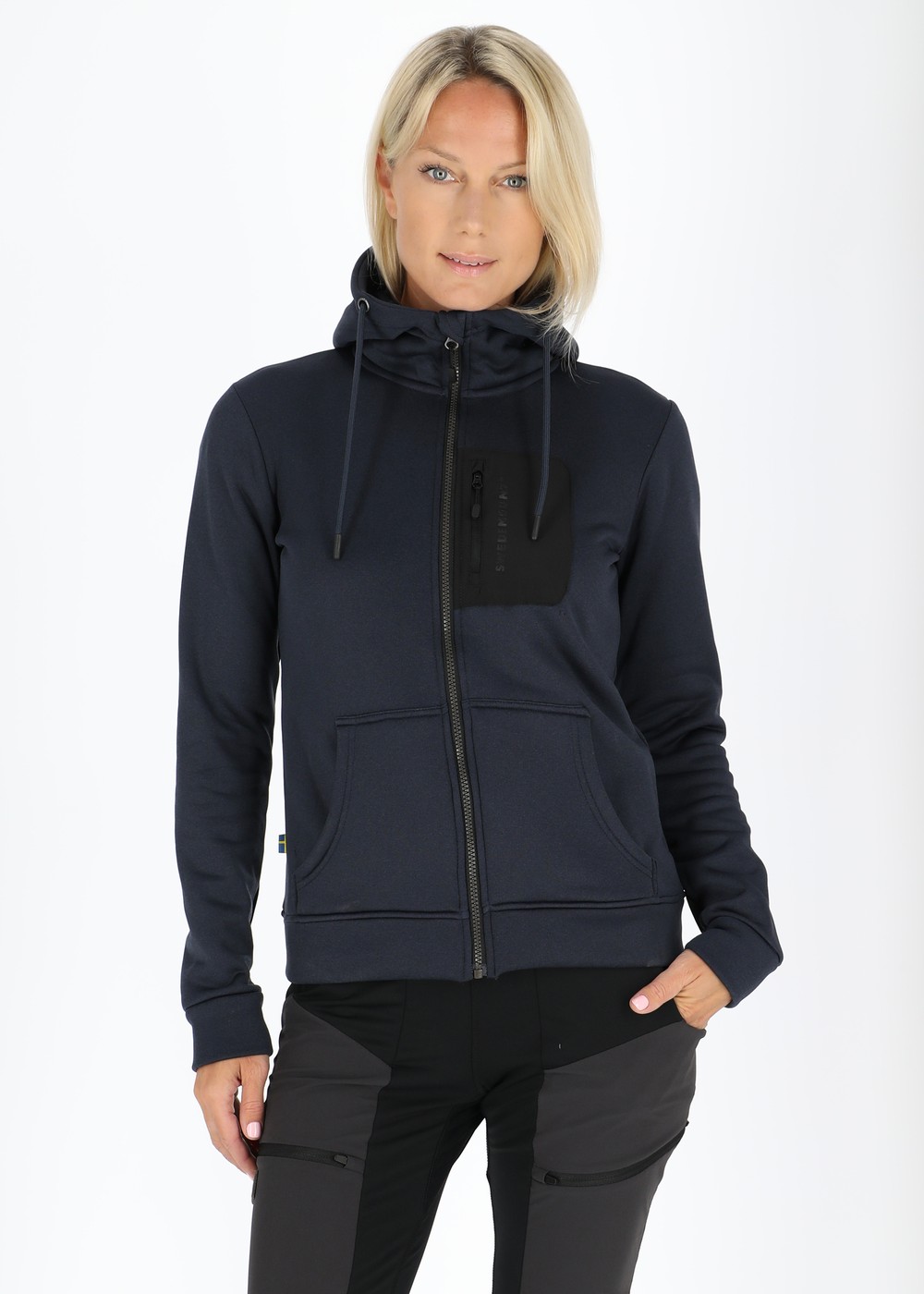 Trondheim Stretch Full Zip Hood W, Dk. Navy Melange, 46, Hoodies | Dam - Kläder - Tröjor - Hoodies | Padelspecialisterna