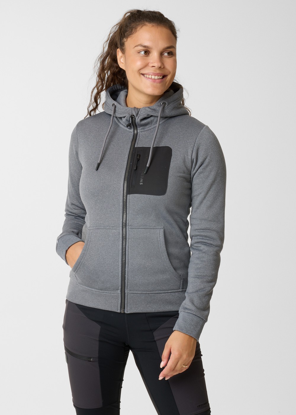 Trondheim Stretch Full Zip Hood W, Charcoal Melange, 36, Hoodies | Dam - Kläder - Tröjor - Hoodies | Padelspecialisterna