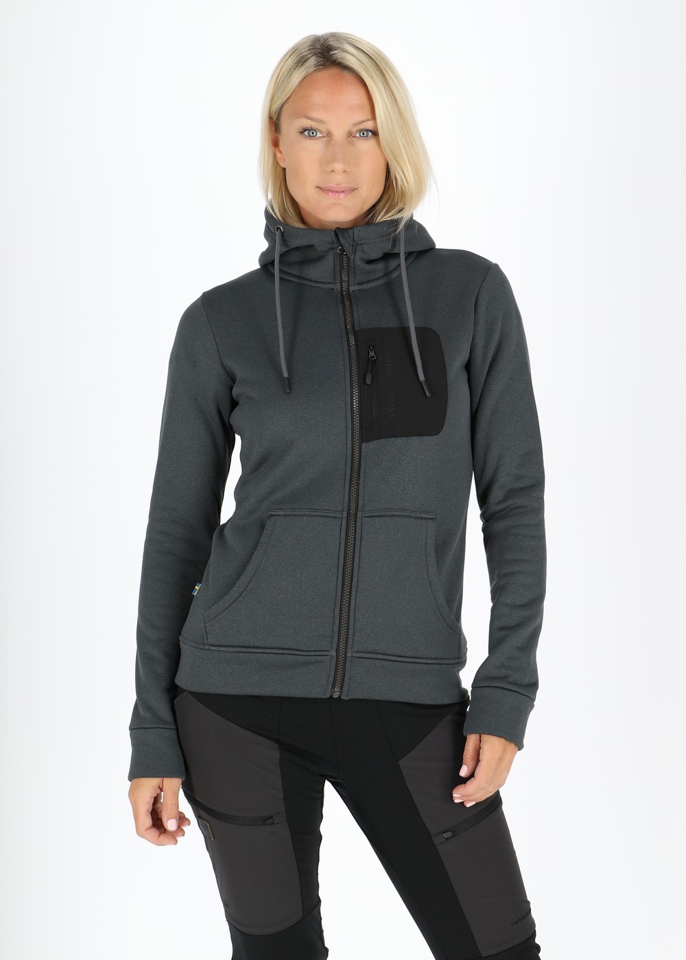 Trondheim Stretch Full Zip Hood W, Black Melange, 40, Hoodies | Dam - Kläder - Tröjor - Hoodies | Padelspecialisterna