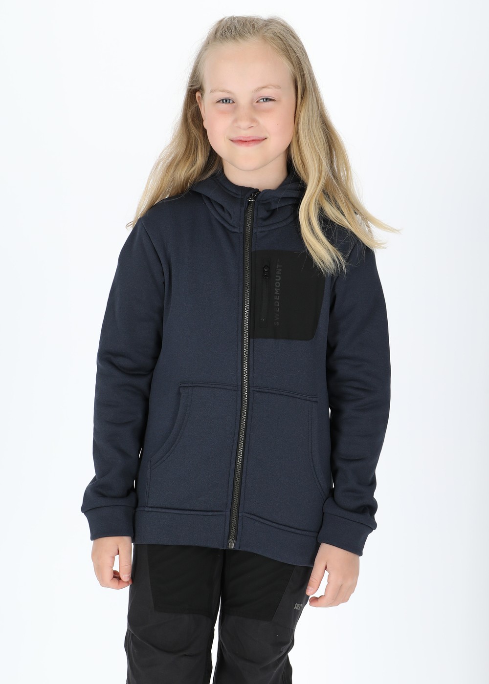 Trondheim Stretch Full Zip Hood Jr, Dk. Navy Melange, 120, Hoodies | Junior - Kläder - Tröjor - Hoodies | Padelspecialisterna