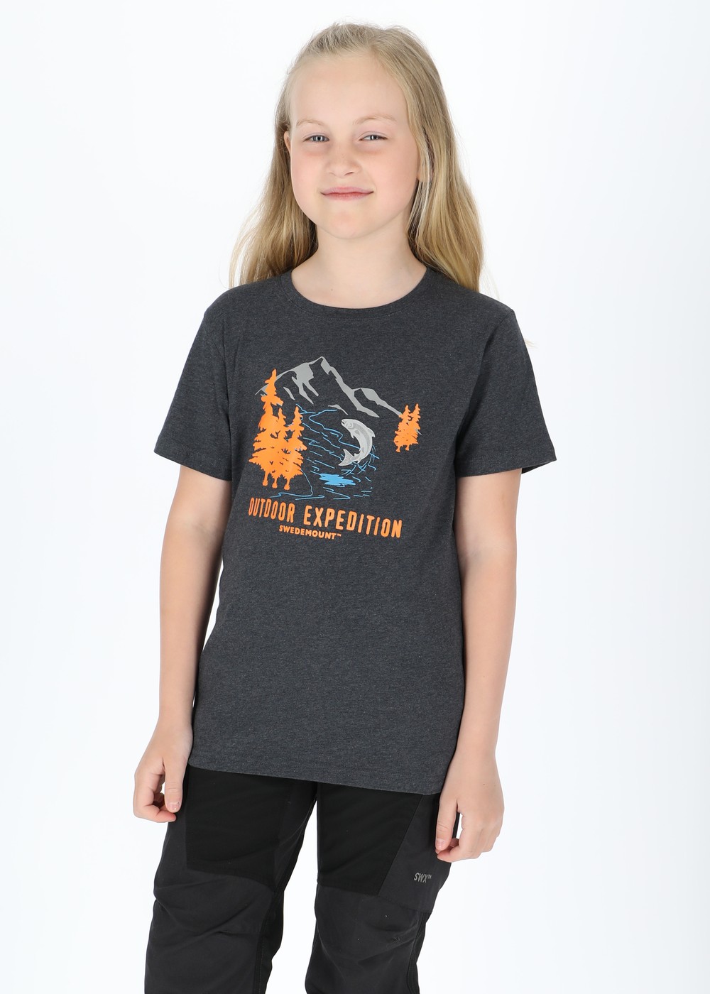Forest Tee Jr, Greymelange Salmon, 100, T-Shirts | Junior - Aktivitet - Outdoorkläder - T-shirts | Padelspecialisterna