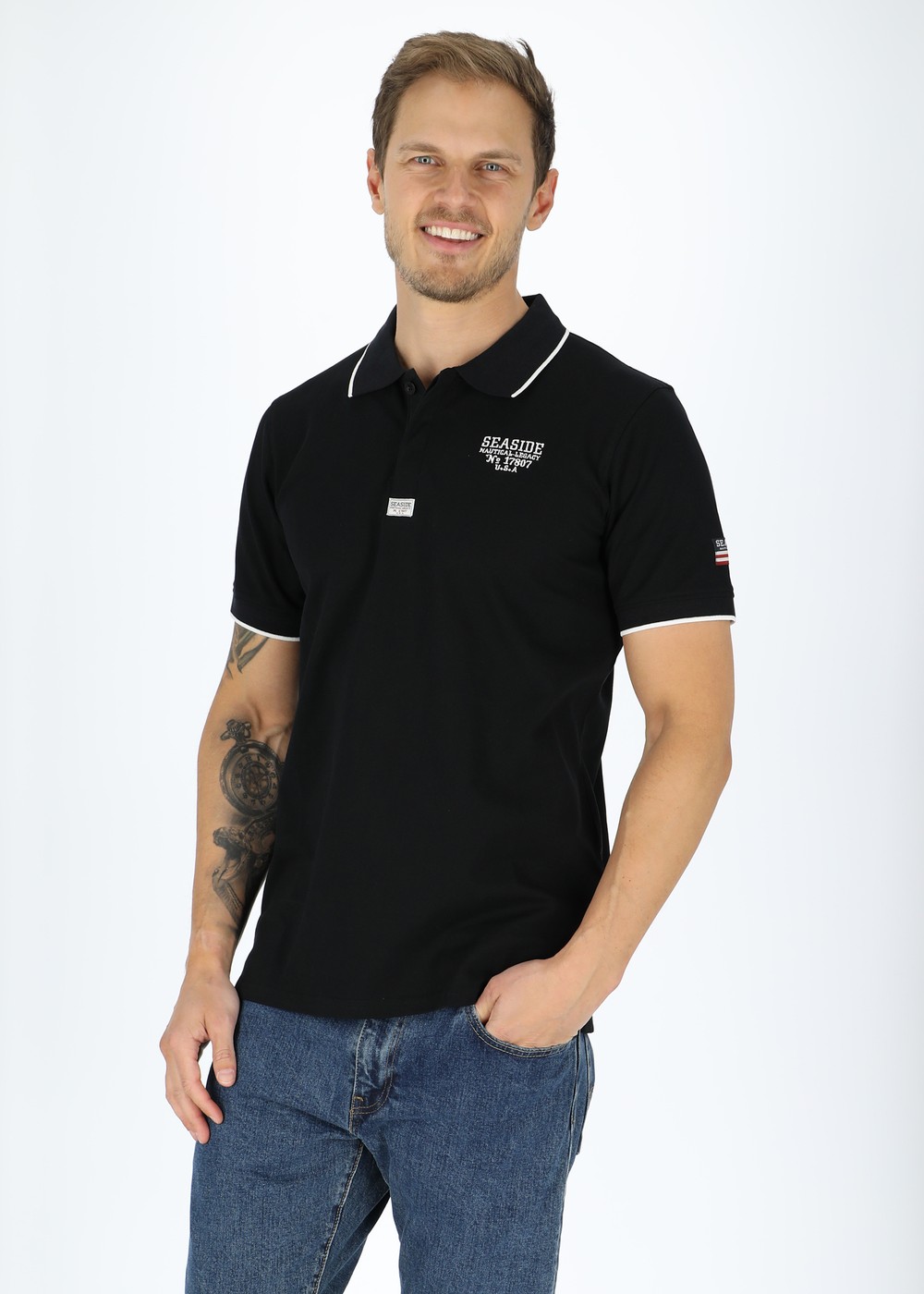 Crew Piké, Black, M, Piketröjor | Herr - Kläder - Piketröjor | Padelspecialisterna