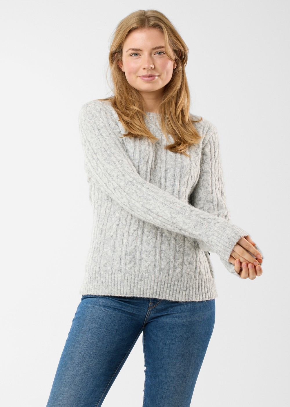 New Haven Knit W, Lt Grey Melange, 46, Stickat | Dam - Kläder - Tröjor - Stickat | Padelspecialisterna
