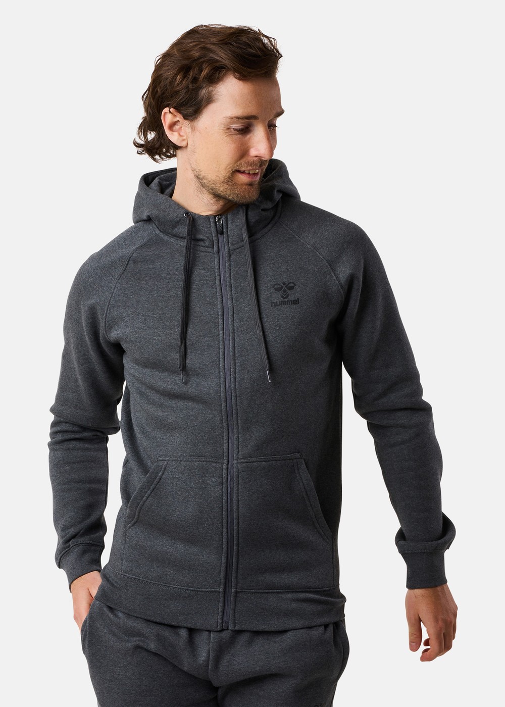 Hmlbee Classic Zip Hoodie, Dark Grey Melange/Black, 2xl, Hoodies | Herr - Kläder - Tröjor - Hoodies | Padelspecialisterna
