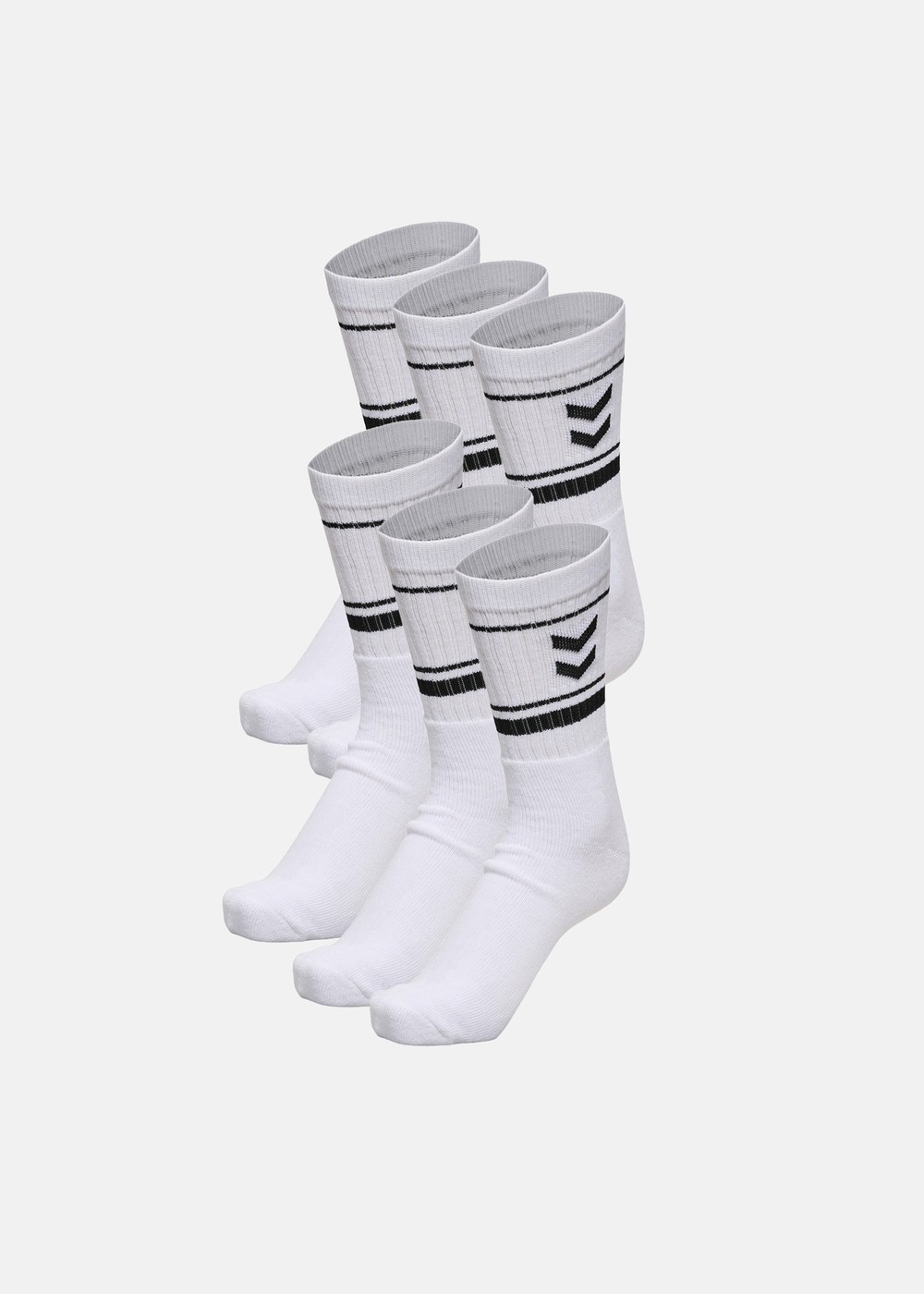 Hmlfundamental Stripe Sock 6-P, White/Black, 43-45, Bomullsstrumpor | Herr - Kläder - Strumpor - Bomullsstrumpor | Padelspecialisterna