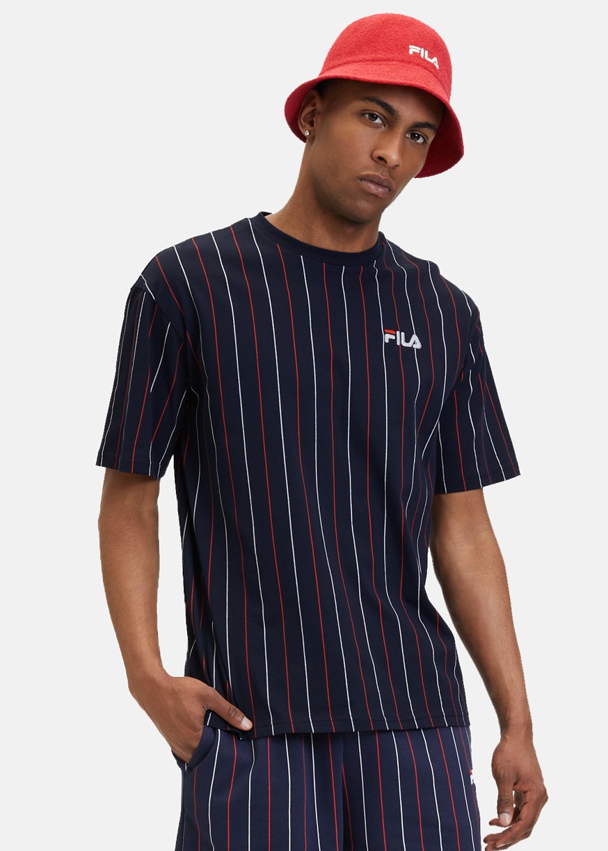 Lobito Pinstriped Tee, Black Iris/Two Color Striped, L, T-Shirts | Herr - Kläder - T-shirts | Padelspecialisterna