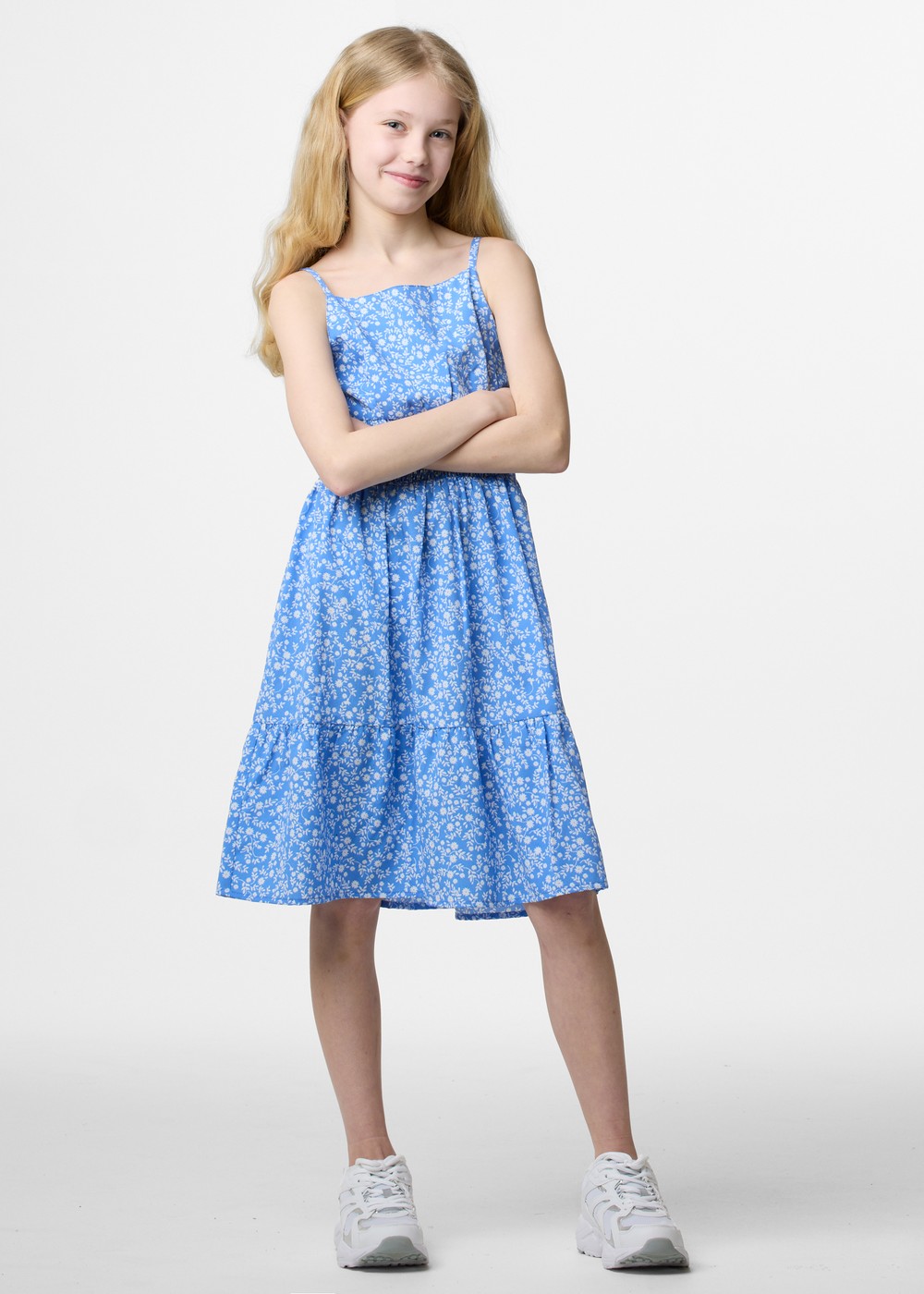 Miami Strap Dress Jr, Blue Flower, 150, Klänningar | Junior - Kläder - Kjolar & Klänningar | Padelspecialisterna