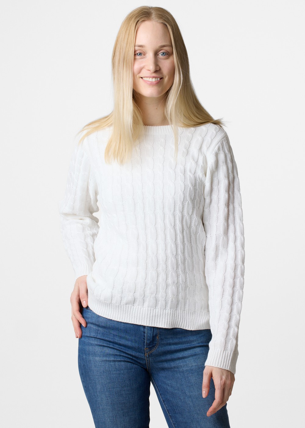 Tampa Cabel Knit W, White, 46, Stickat | Dam - Kläder - Tröjor - Stickat | Padelspecialisterna