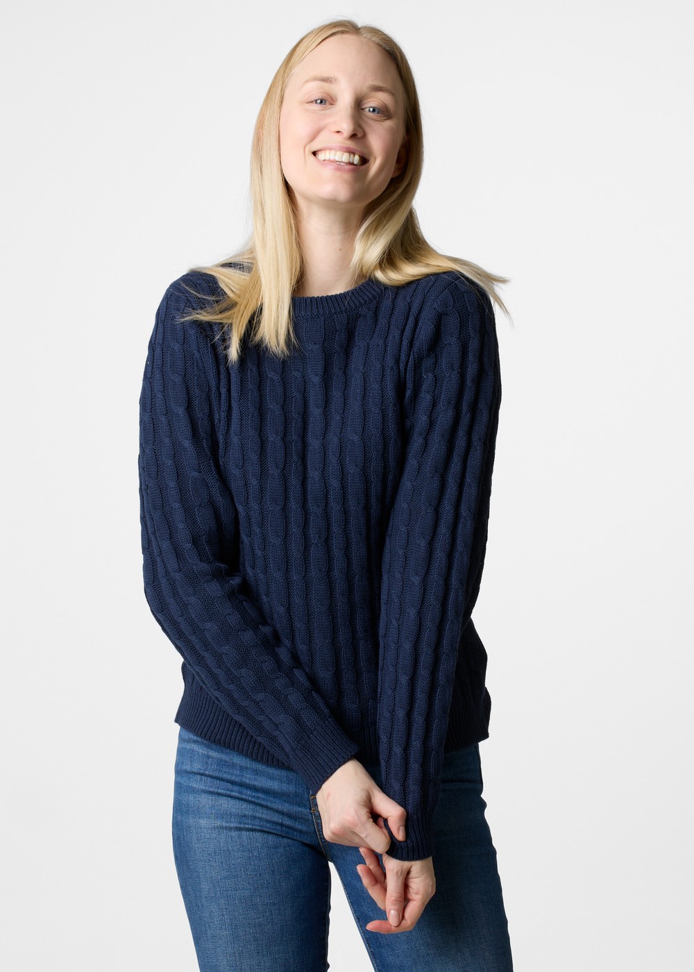 Tampa Cabel Knit W, Navy, 46, Stickat | Dam - Kläder - Tröjor - Stickat | Padelspecialisterna