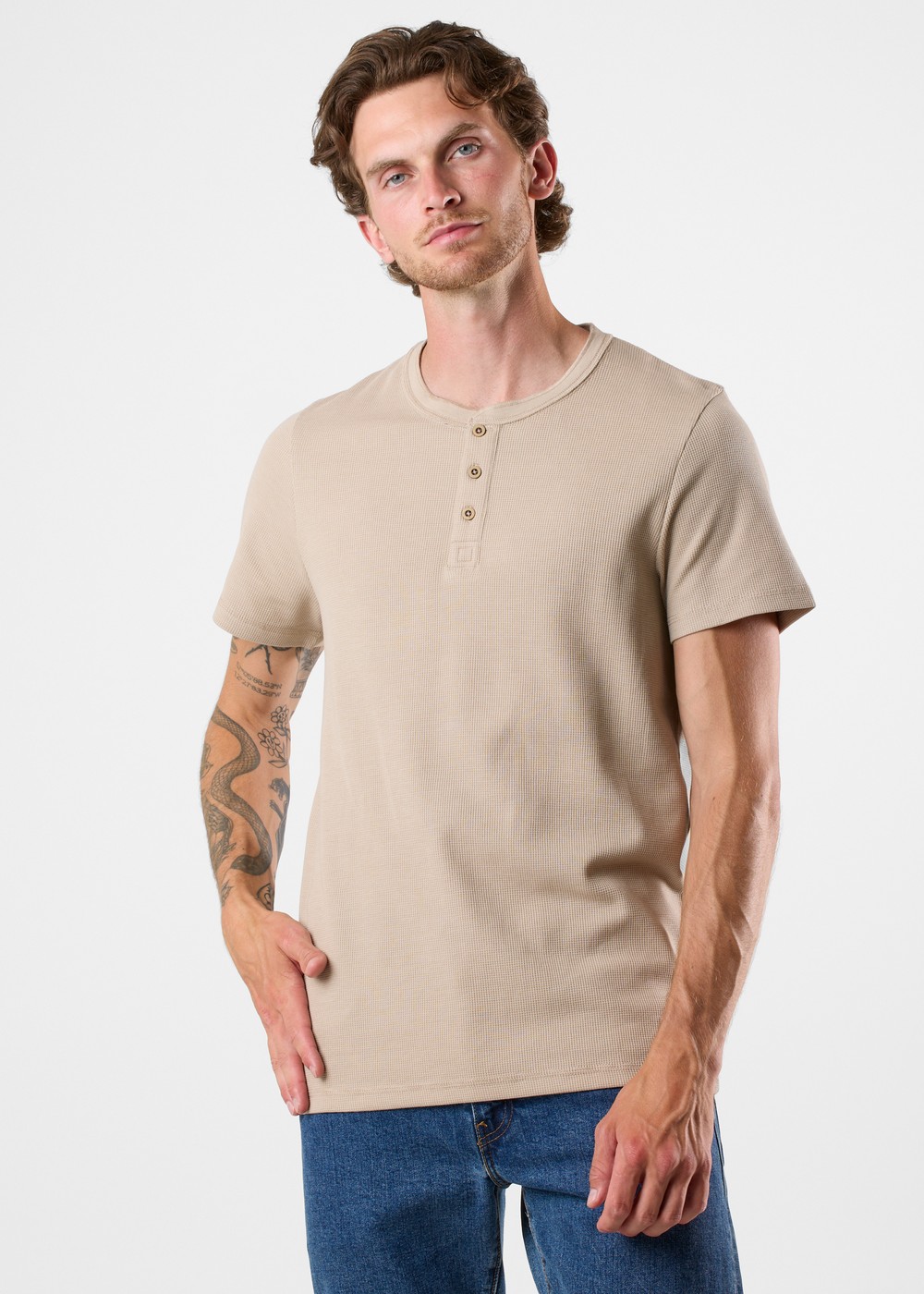 Henley Tee, Khaki, S, T-Shirts | Herr - Kläder - T-shirts | Padelspecialisterna