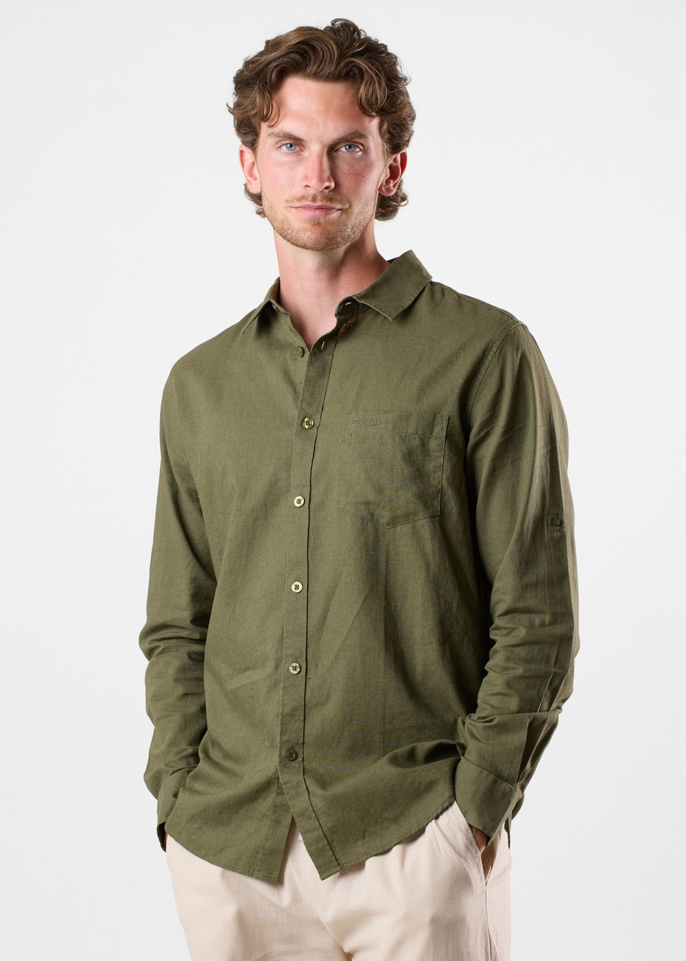 New Hampshire Linen Ls Shirt, Lt. Olive, S, Långärmade Skjortor | Herr - Kläder - Skjortor - Långärmade skjortor | Padelspecialisterna