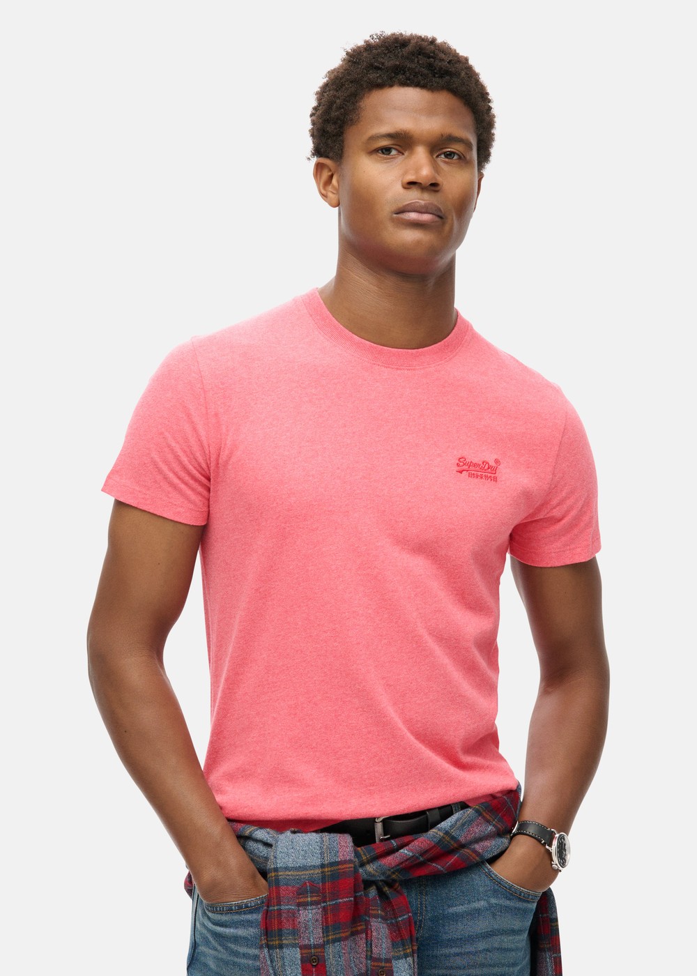 Essential Logo Emb Tee, Punch Pink Marl, S, T-Shirts | Herr - Kläder - T-shirts | Padelspecialisterna