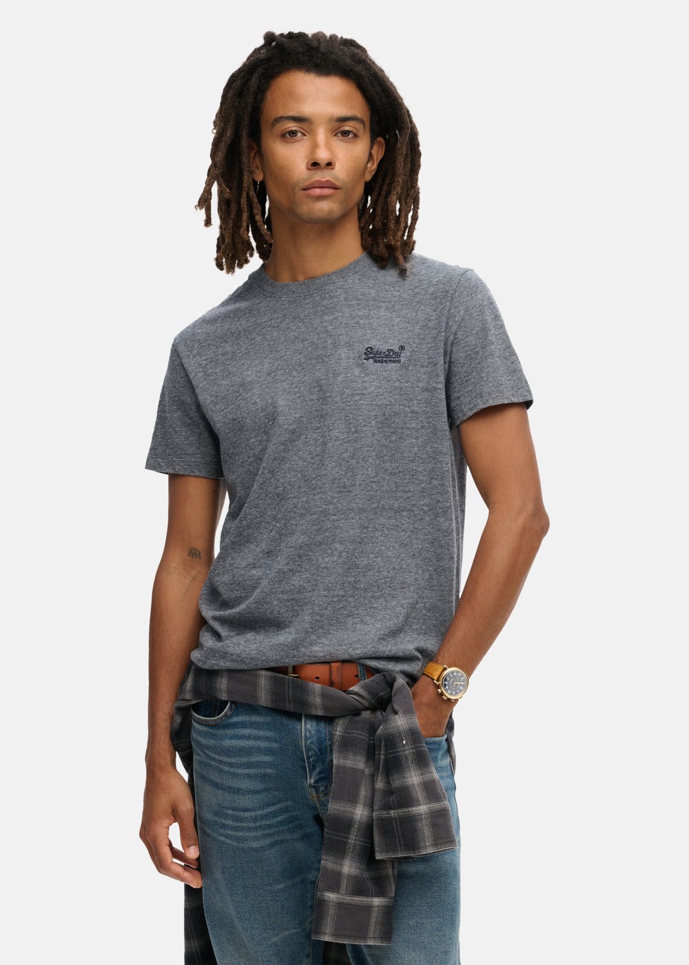 Essential Logo Emb Tee, Eclipse Navy/Grey Marl Feeder, 3xl, T-Shirts | Herr - Kläder - T-shirts | Padelspecialisterna
