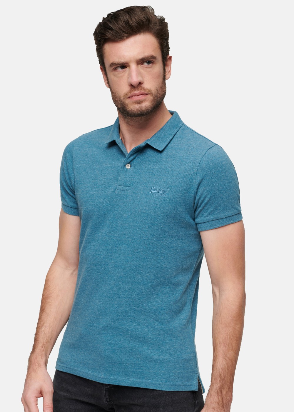 Classic Pique Polo, Alaskan Blue Marl, S, Piketröjor | Herr - Kläder - Piketröjor | Padelspecialisterna
