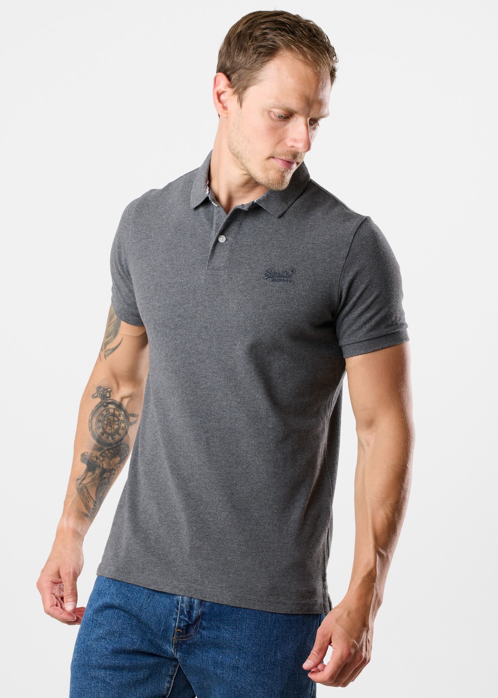 Classic Pique Polo, Rich Charcoal Marl, L, Piketröjor | Herr - Kläder - Piketröjor | Padelspecialisterna