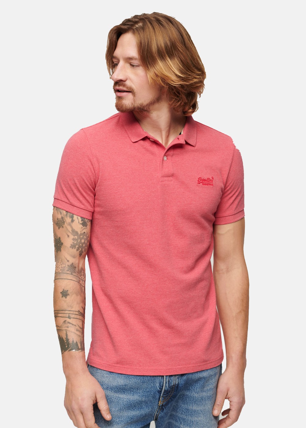 Classic Pique Polo, Punch Pink Marl, L, Piketröjor | Herr - Kläder - Piketröjor | Padelspecialisterna