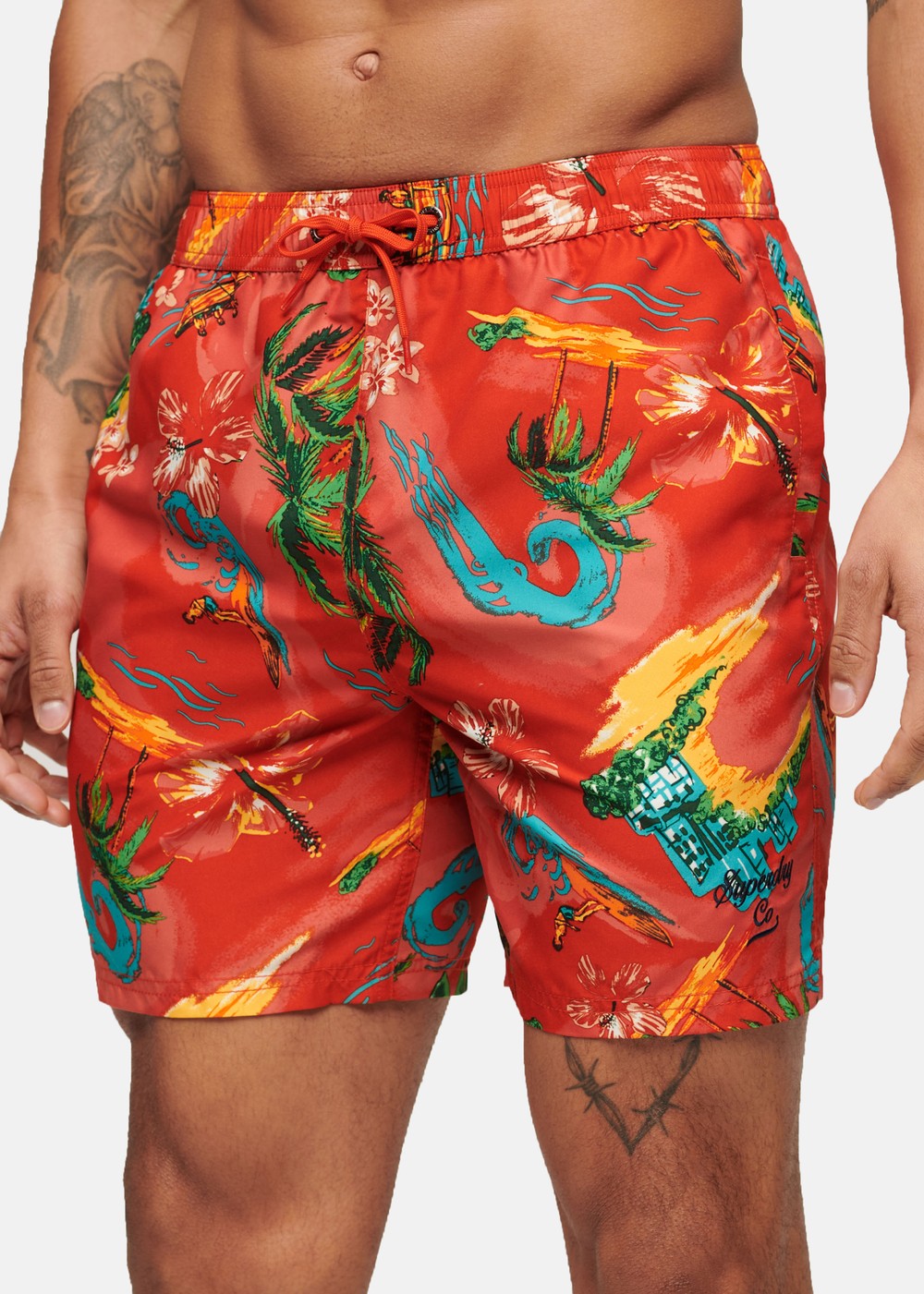 Hawaiian Print 17"" Swim Short, Waikiki Red, L, Badkläder | Sport & aktivitet - Sommar & Hav - Bad - Badkläder | Padelspecialisterna