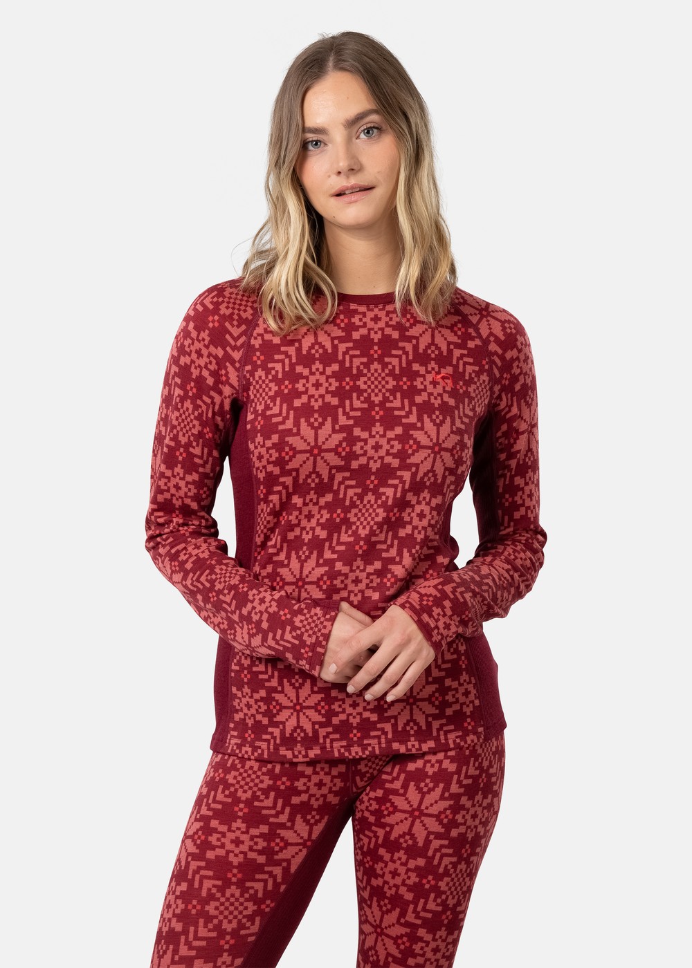 Edith Long Sleeve, Burgundy Red, S, Ullunderställ | Sport & aktivitet - Friluftsliv - Vandringskläder - Underställ - Ullunderställ | Padelspecialisterna