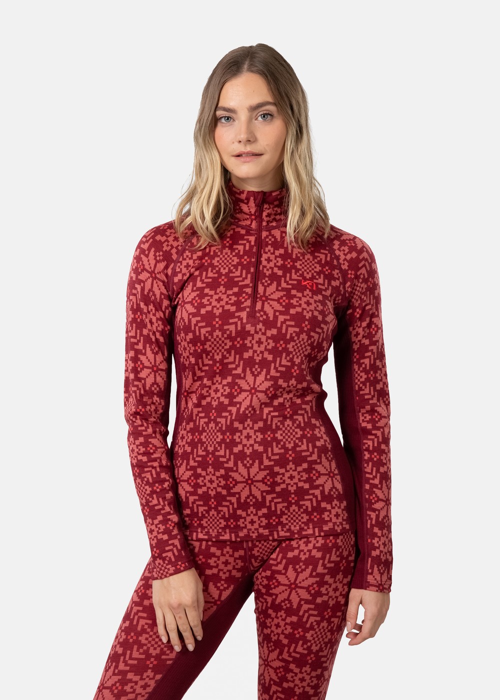 Edith Half Zip, Burgundy Red, Xs, Ullunderställ | Sport & aktivitet - Friluftsliv - Vandringskläder - Underställ - Ullunderställ | Padelspecialisterna