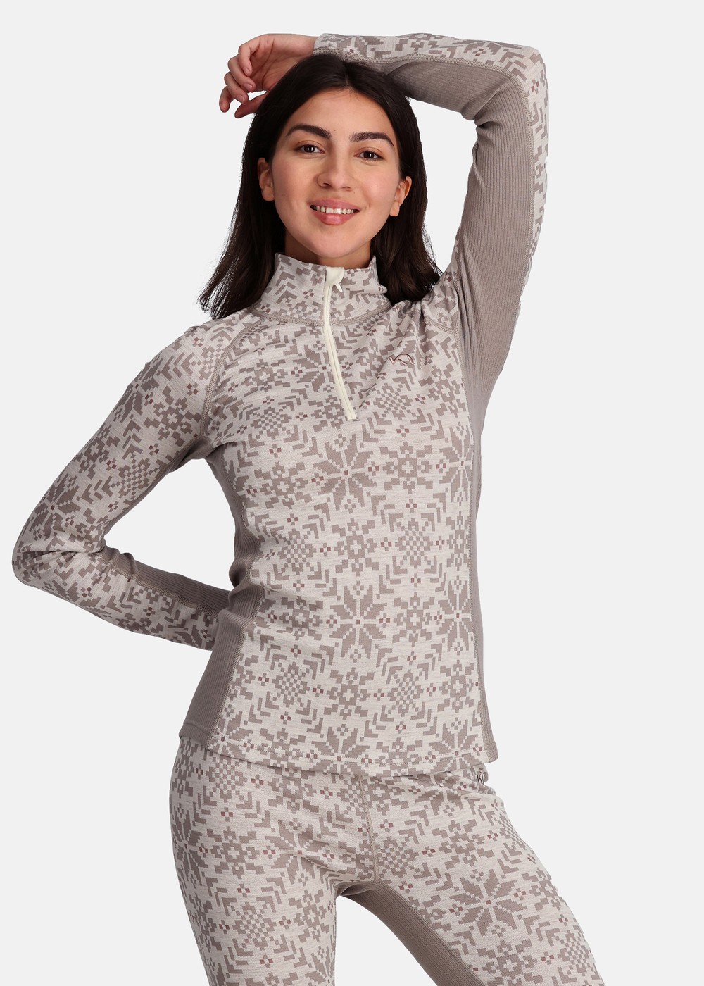 Edith Half Zip, Light Warm Grey, Xs, Ullunderställ | Sport & aktivitet - Friluftsliv - Vandringskläder - Underställ - Ullunderställ | Padelspecialisterna