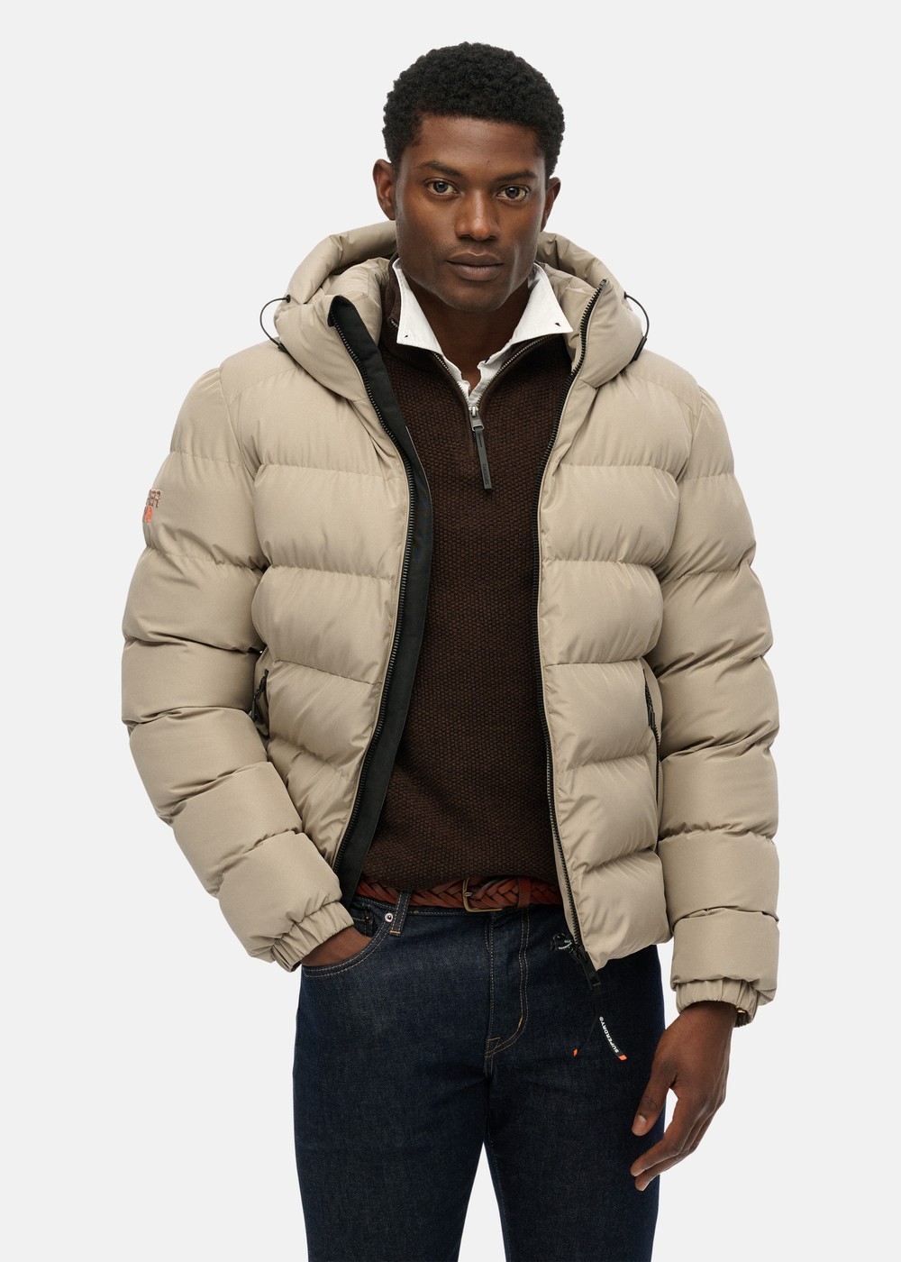 Hooded Sports Puffer Jacket, Winter Twig Beige, M, Vårjackor | Herr - Kläder - Jackor - Vårjackor | Padelspecialisterna