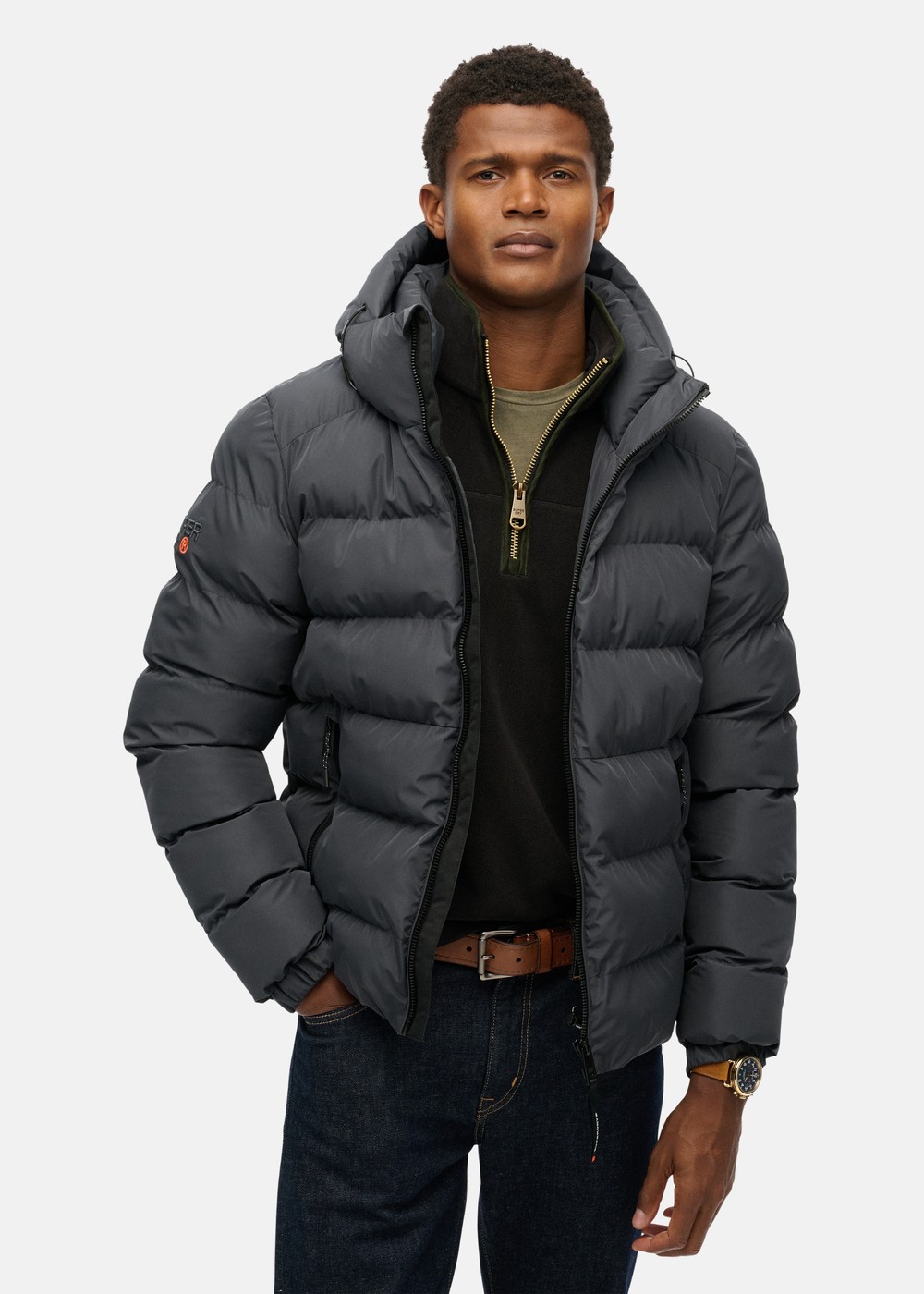 Hooded Sports Puffer Jacket, Ebony/Ebony, 2xl, Vårjackor | Herr - Kläder - Jackor - Vårjackor | Padelspecialisterna