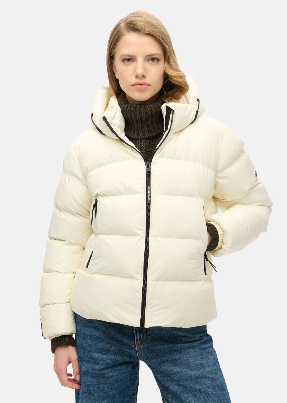 Hooded Sports Puffer Jacket, Off White, M, Vårjackor | Dam - Kläder - Jackor - Vårjackor | Padelspecialisterna