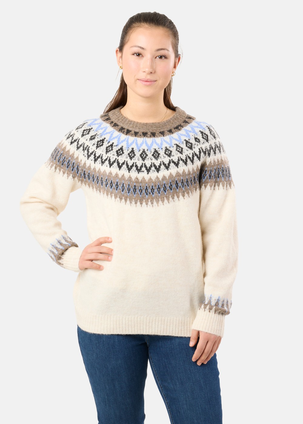 Long Island Wool Sweater Ii W, Off White Melange, 44, Stickat | Dam - Kläder - Tröjor - Stickat | Padelspecialisterna