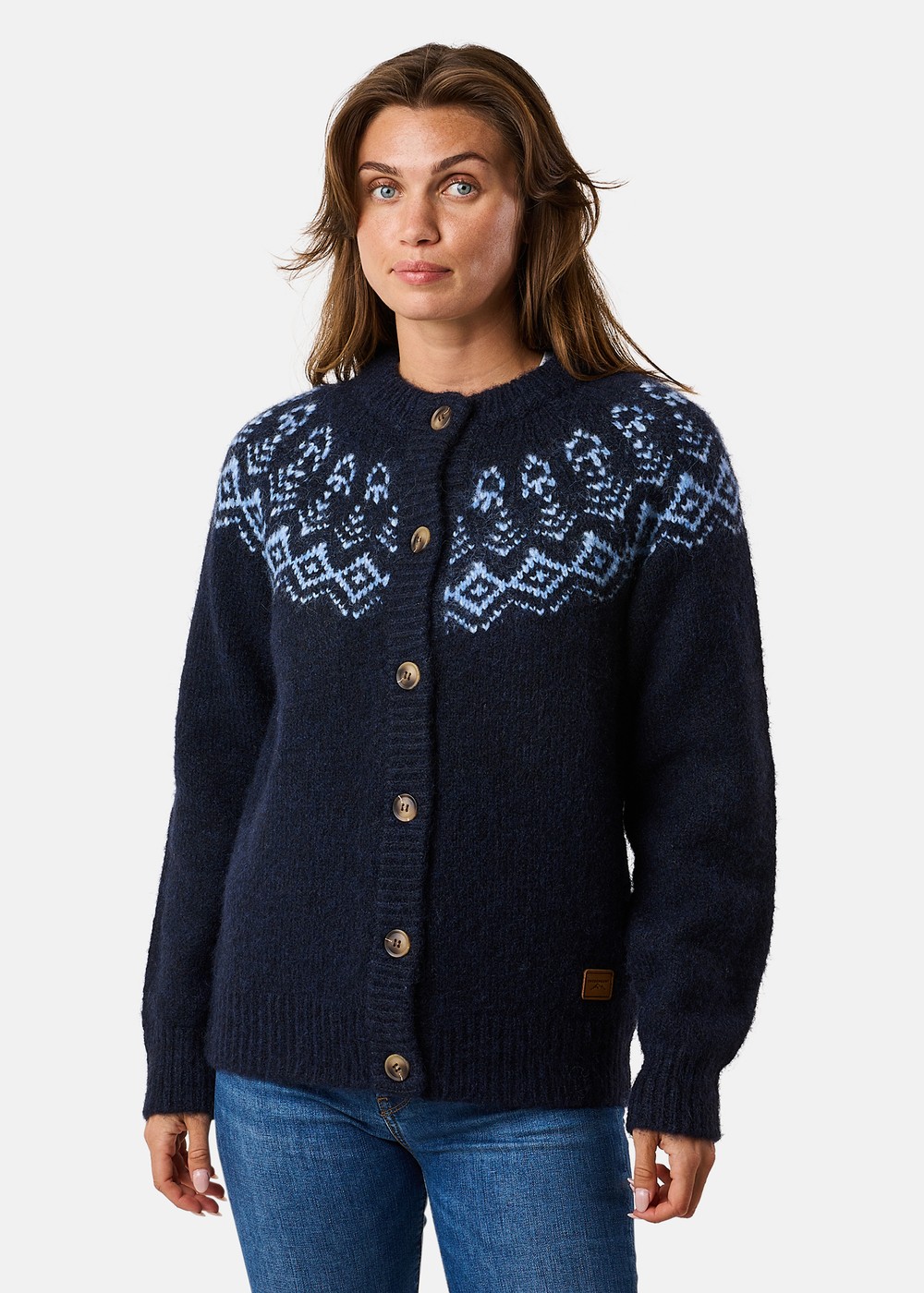 Lofoten Wool Knit Cardigan W, Navy Melange, 42, Sweatshirts | Dam - Kläder - Tröjor - Sweatshirts | Padelspecialisterna