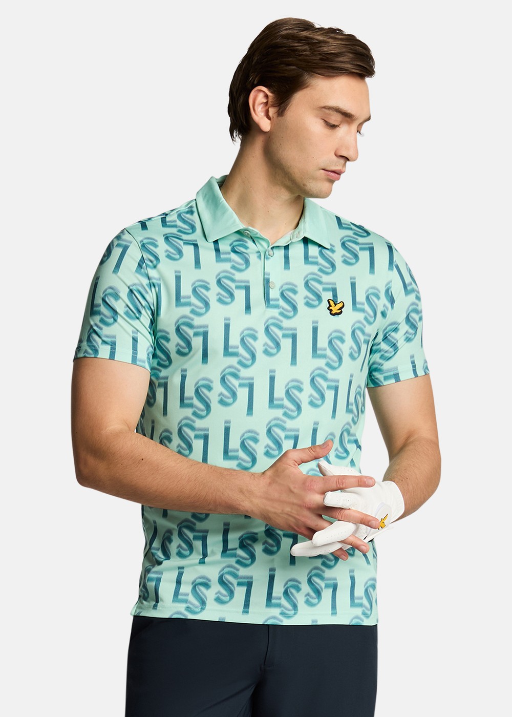 Ls Monogram Printed Polo Shirt, Shoreline, L, Tränings-T-Shirts | Herr - Aktivitet - Träningskläder - Tränings-t-shirts | Padelspecialisterna