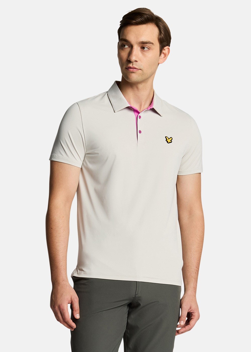 Contrast Placket Polo Shirt, Pebble/ Contour Pink, S, Tränings-T-Shirts | Herr - Aktivitet - Träningskläder - Tränings-t-shirts | Padelspecialisterna