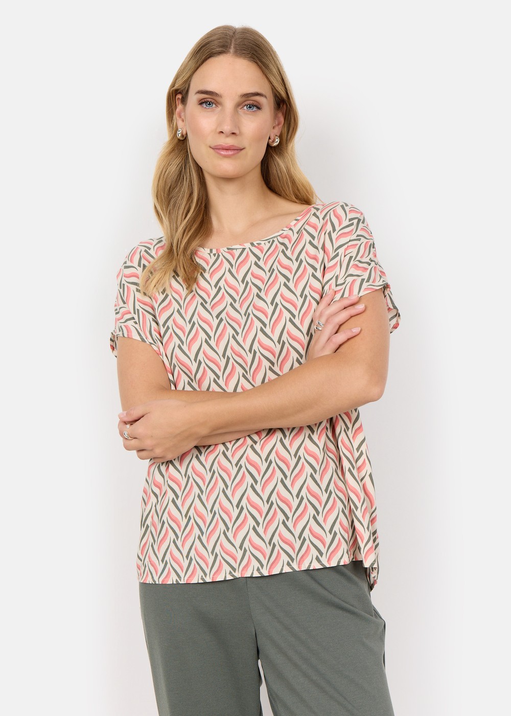 Sc-Penny 1, Peach Pink Combi, M, Kortärmade Skjortor | Mode - Skjortor - Kortärmade skjortor | Padelspecialisterna