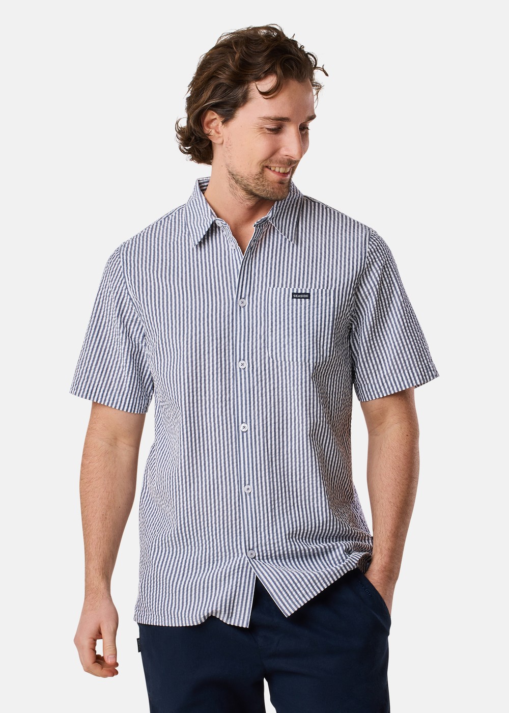 Seersucker Shirt, Blue Stripe, 2xl, Kortärmade Skjortor | Herr - Kläder - Skjortor - Kortärmade skjortor | Padelspecialisterna