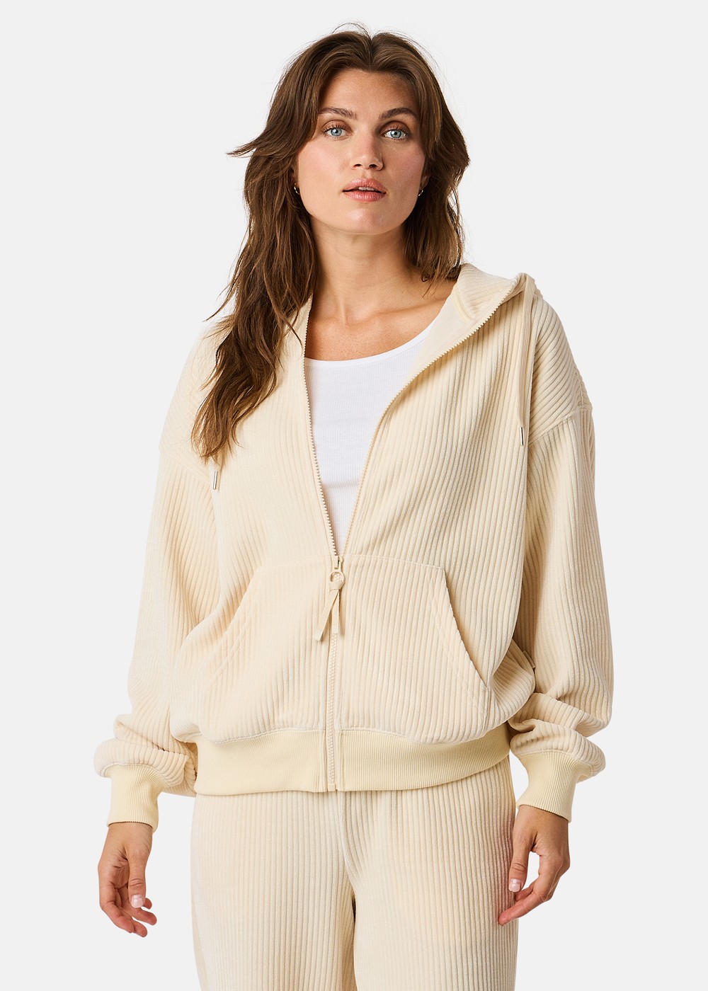 Chenille Lounge Full Zip Hoodie W, Oatmeal, 40, Hoodies | Dam - Kläder - Tröjor - Hoodies | Padelspecialisterna
