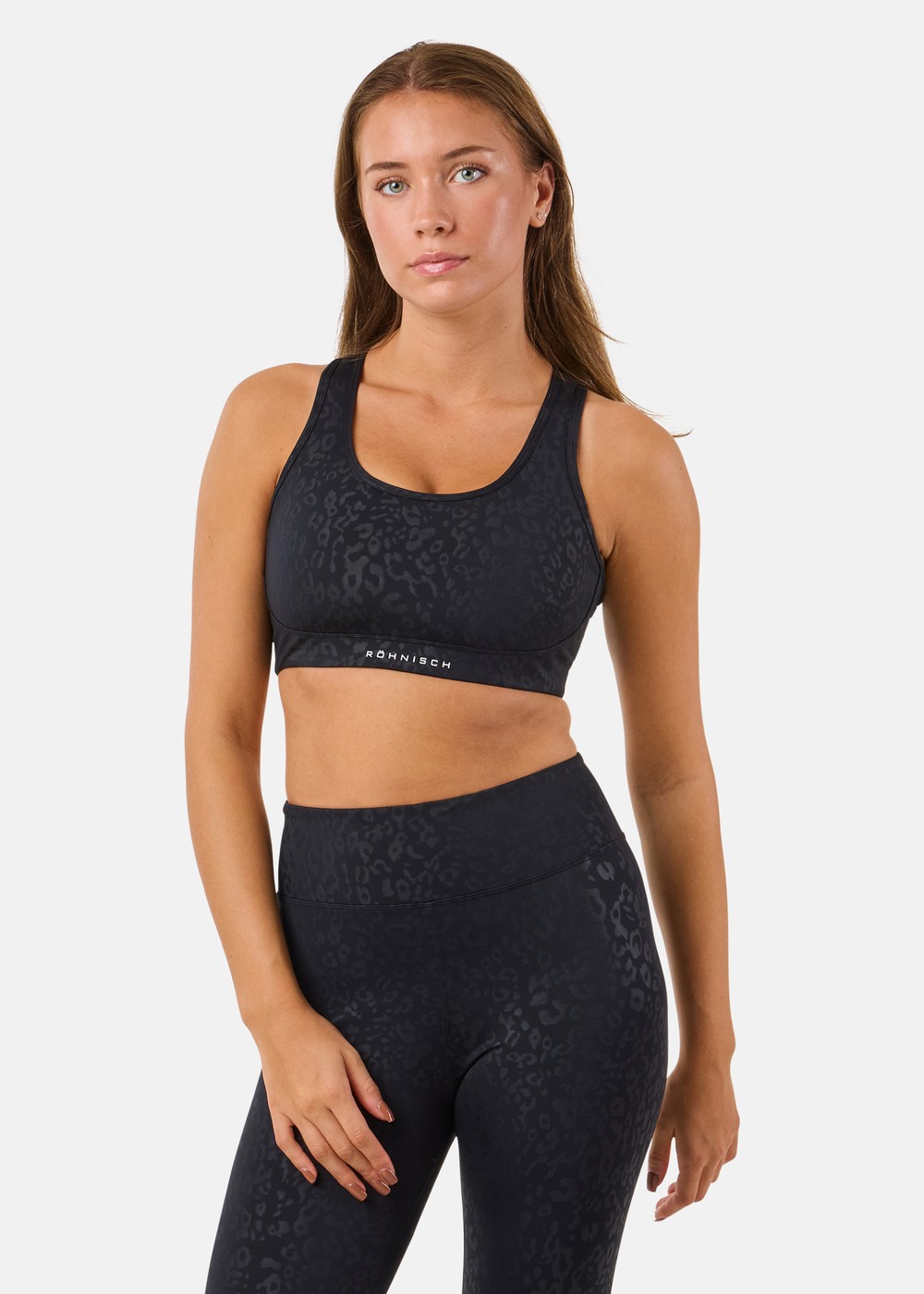 Flattering Mesh Sportsbra, Leo Emboss Black, M, Sport-Bh | Dam - Aktivitet - LöparklÀder - Sport-BH | Padelspecialisterna