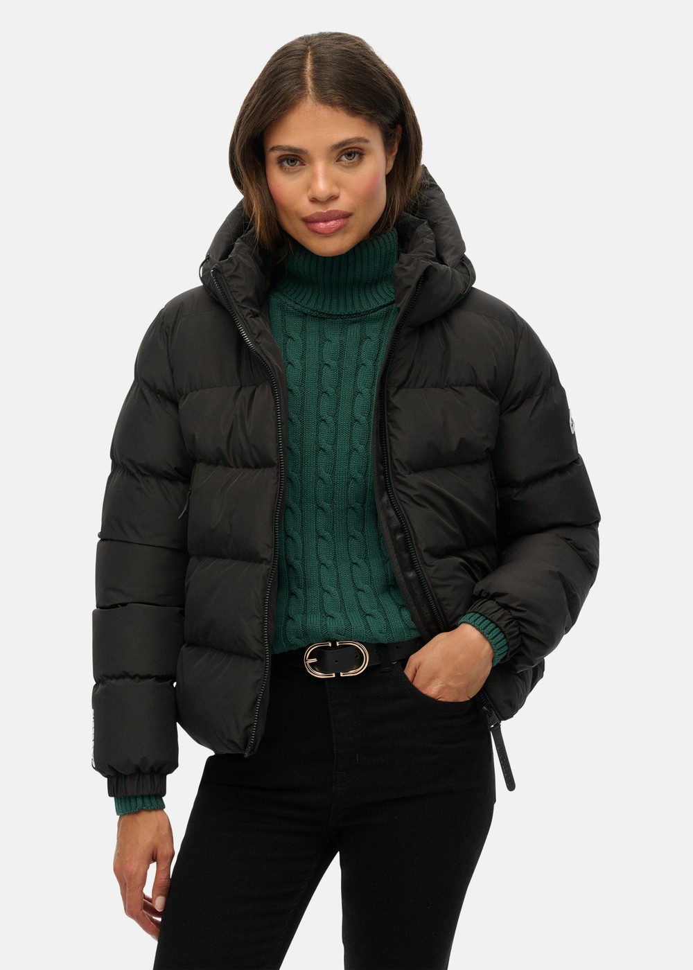 HOODED SPORTS PUFFER JACKET, Black, XS, Vinterjackor | Dam - Kläder - Jackor - Vinterjackor | Padelspecialisterna