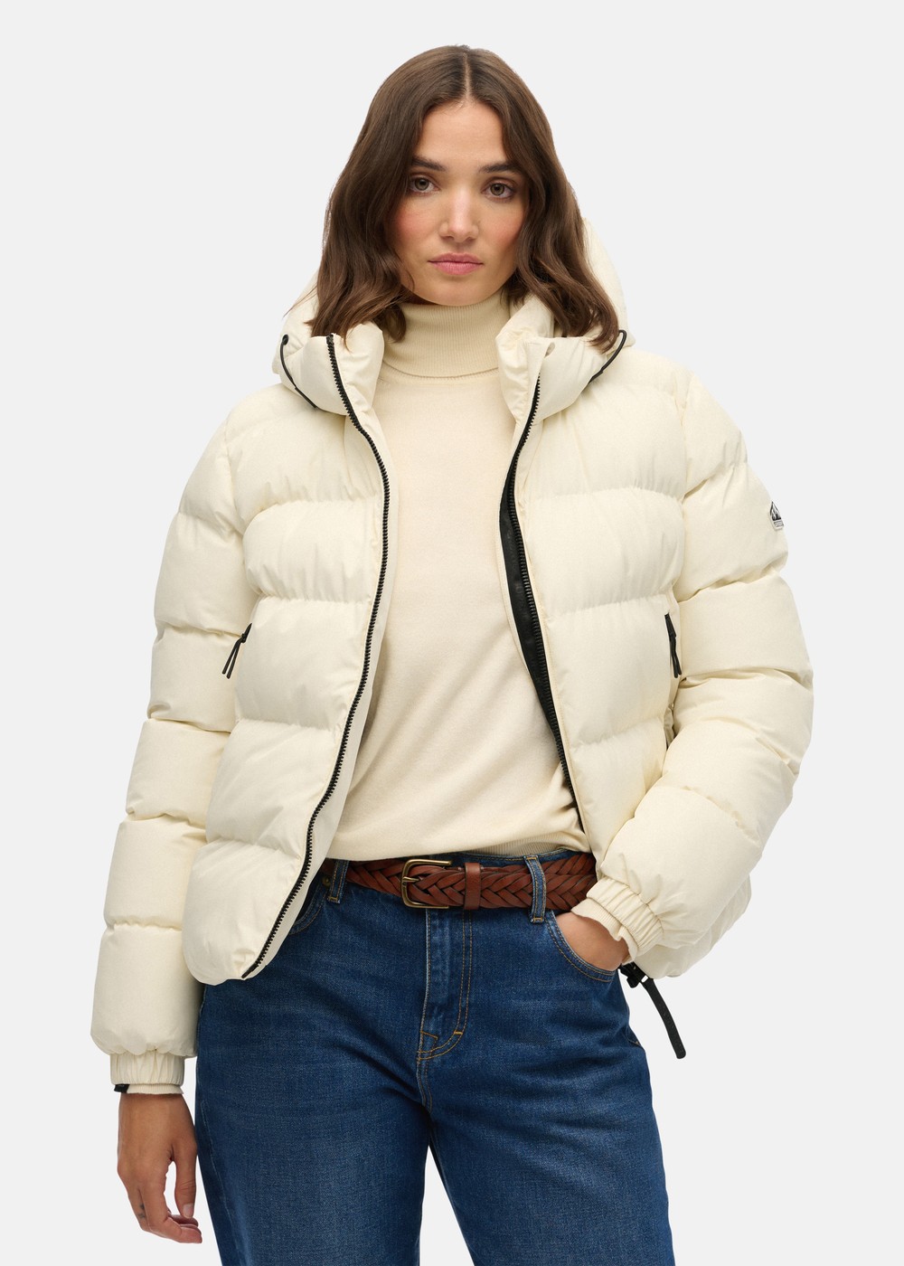 HOODED SPORTS PUFFER JACKET, Off White, S, Vinterjackor | Dam - Kläder - Jackor - Vinterjackor | Padelspecialisterna